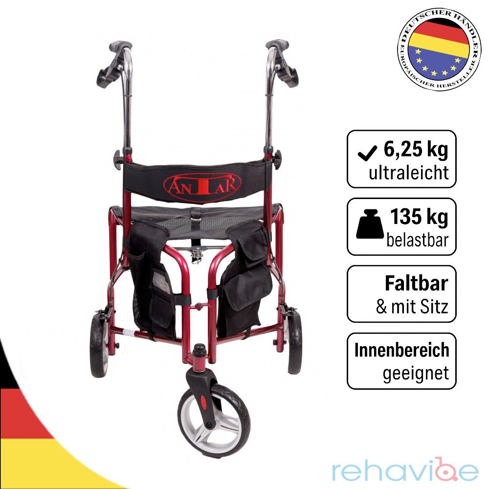 Antar Rollator 3-Rad / Dreirad-Rollator Gehhilfe