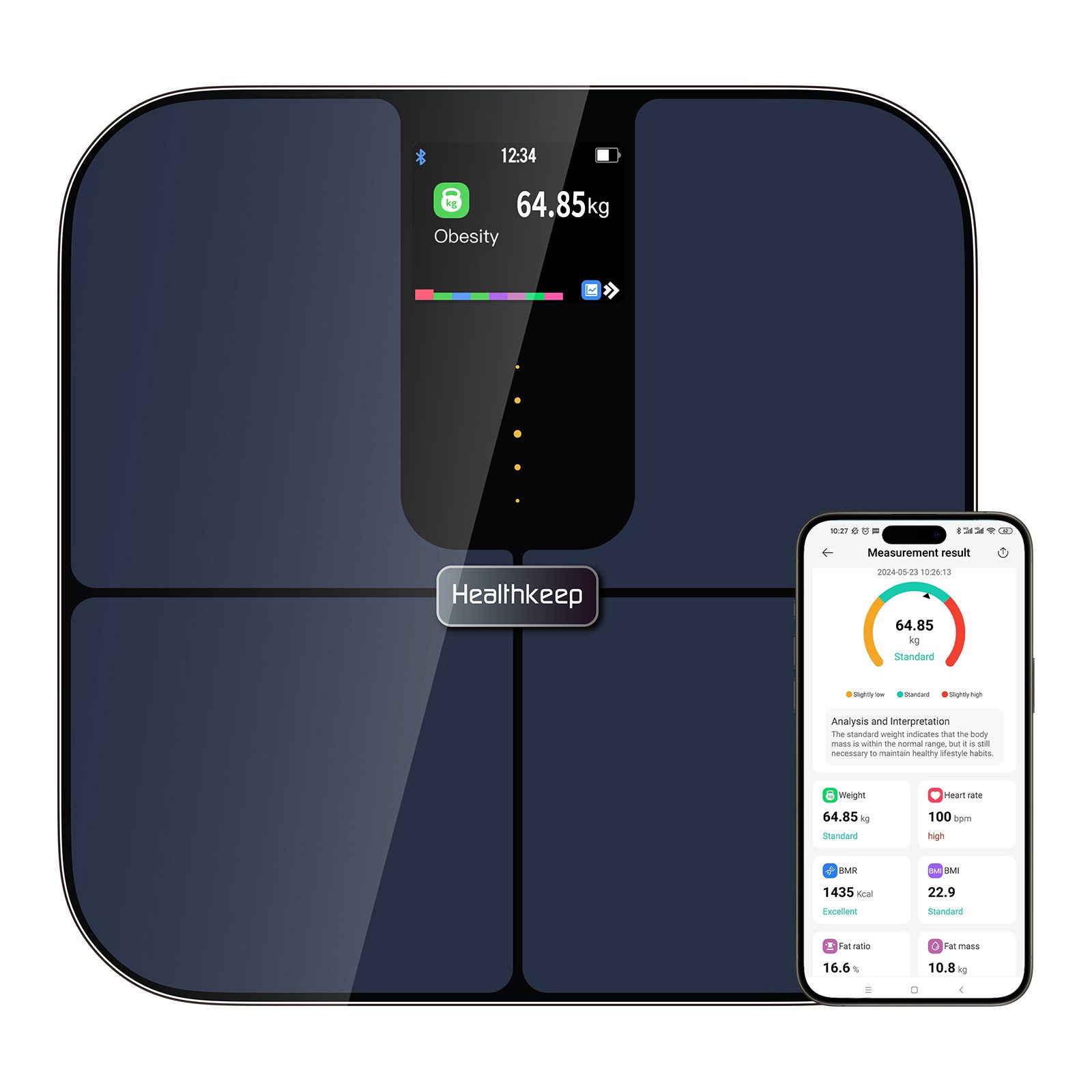 Healthkeep Personenwaage Intelligente mit Bluetooth Farb-TFT-Display
