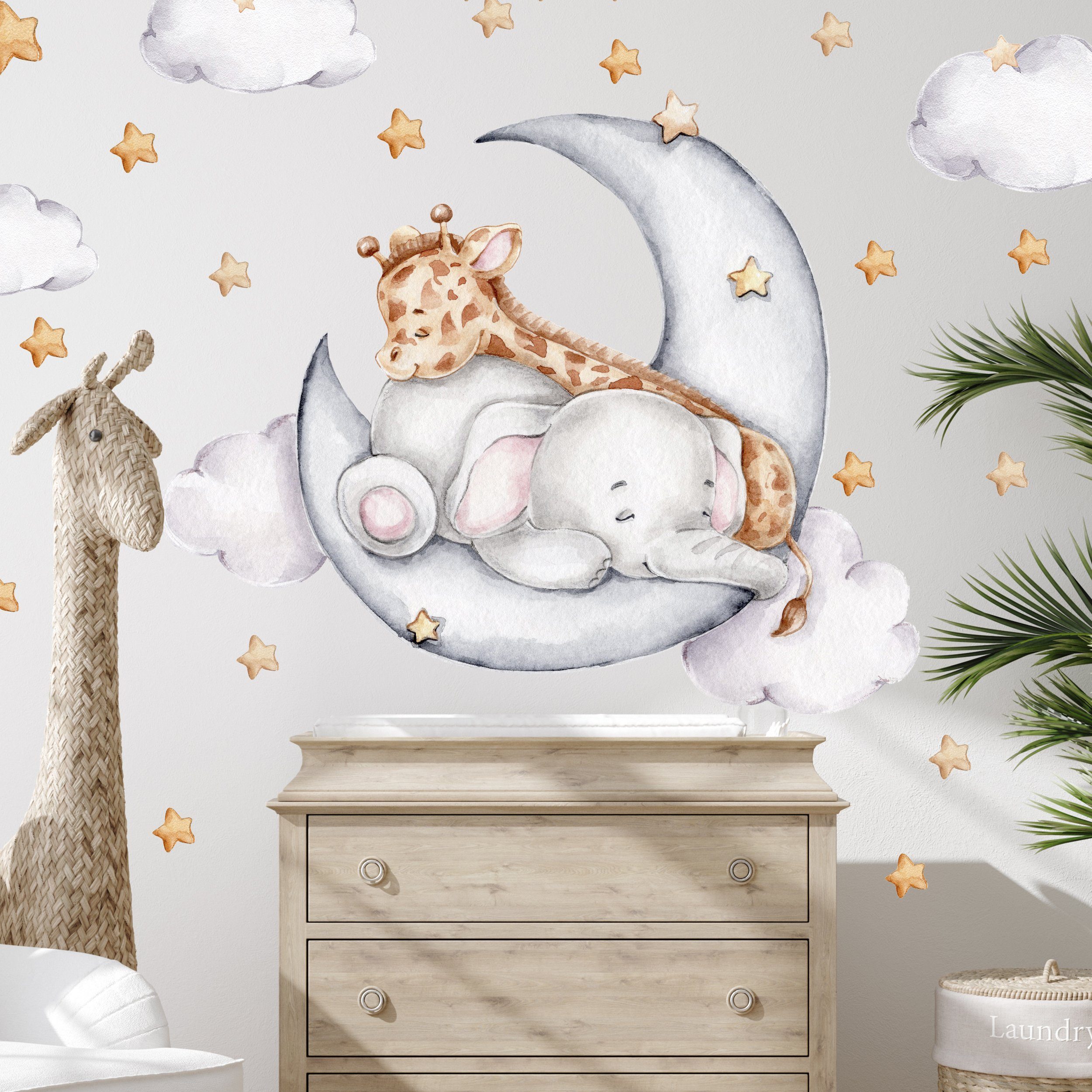 WANDKIND Wandtattoo Elefant und Giraffe auf