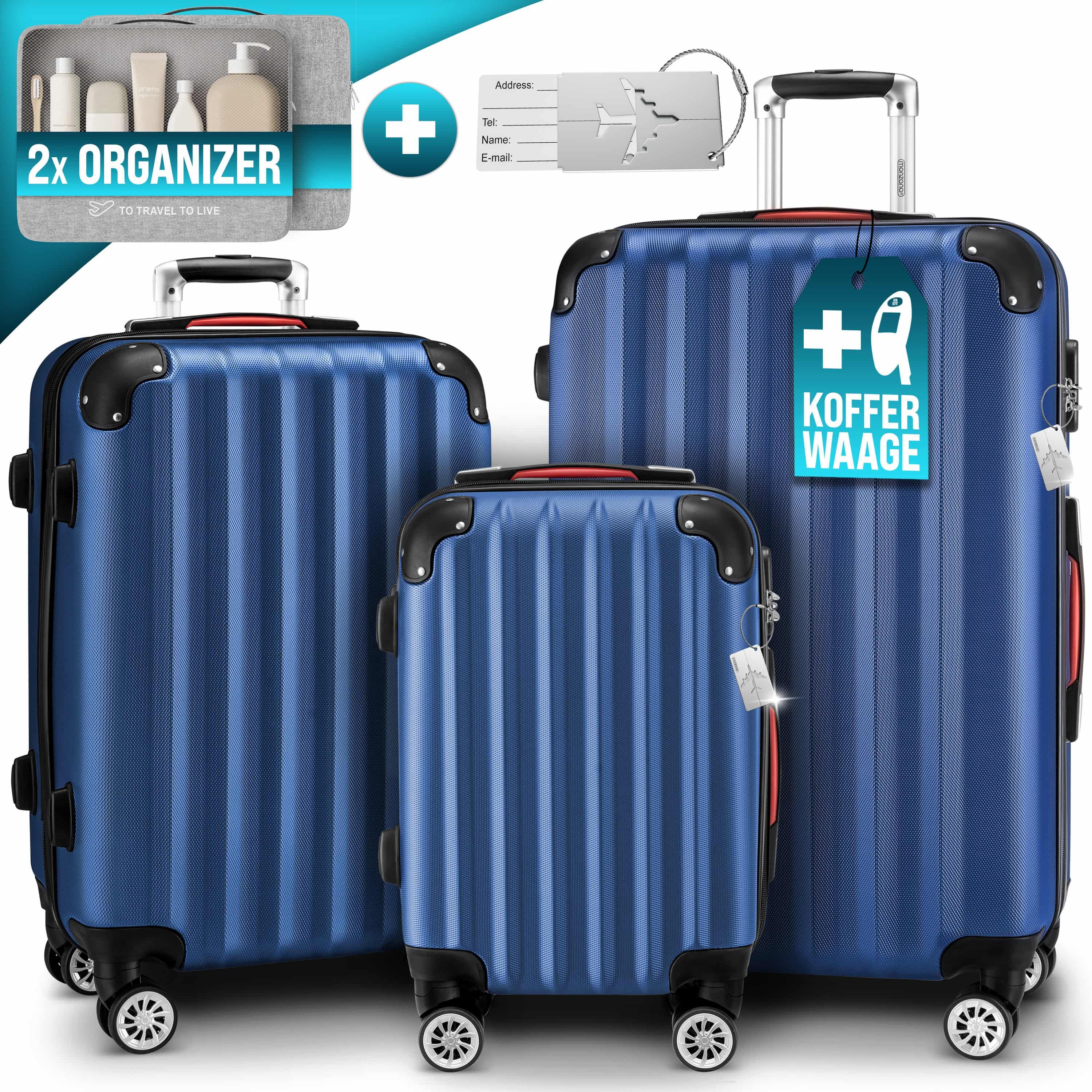 monzana Kofferset, Koffer Zwillingsrollen Zahlenschloss Waage