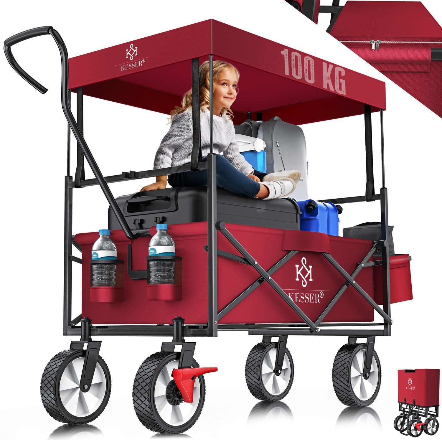 KESSER Bollerwagen, Bollerwagen faltbar mit Dach