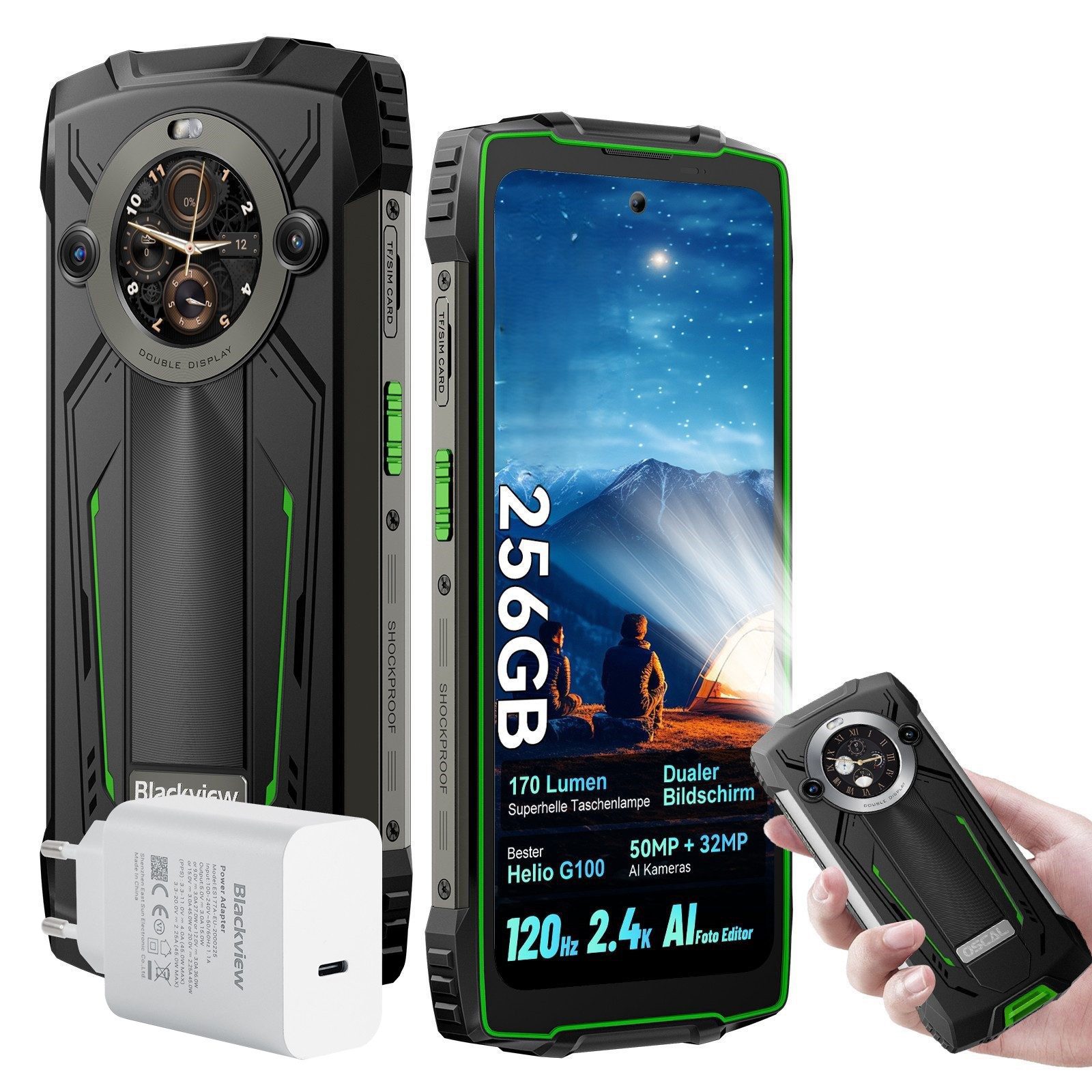 blackview BV8200 12+256GB AI Zwei Bildschirmen