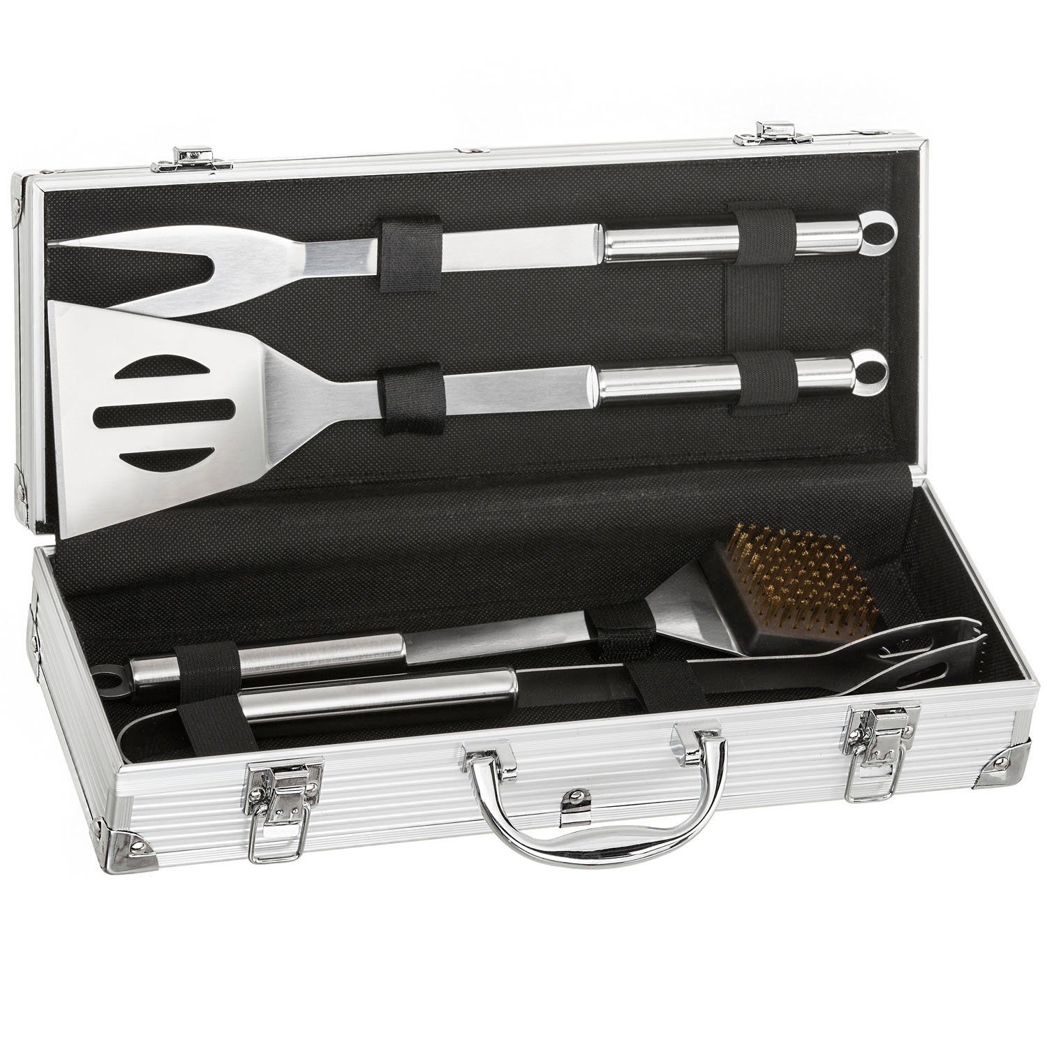 Goods+Gadgets Grillbesteck-Set Edelstahl Profi Grillbesteck-Set Grill-Koffer,