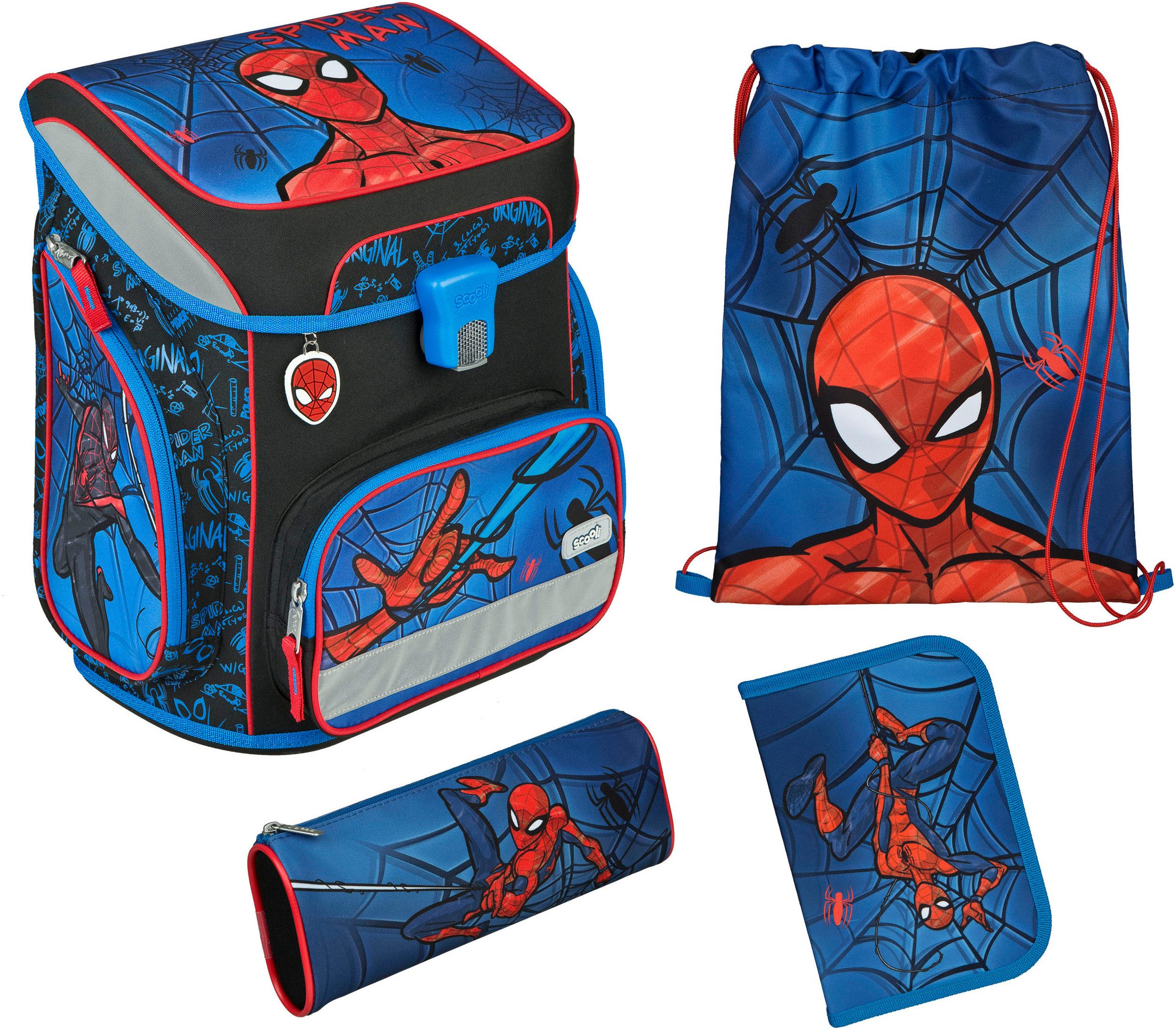 Scooli Schulranzen EasyFit, Spider-Man (Set, 5-tlg)