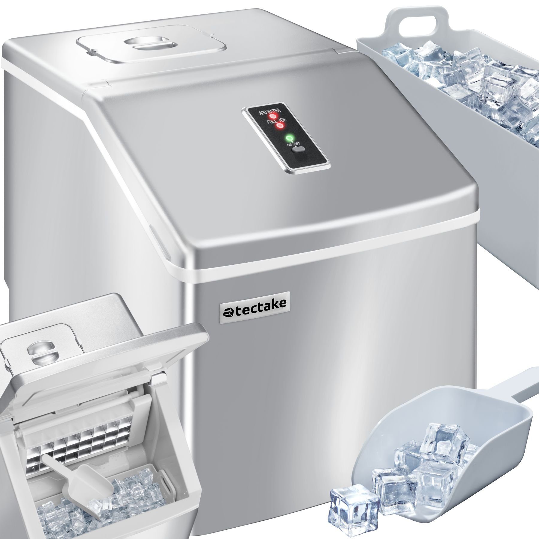 tectake Elektrischer Eiswürfelbereiter Eiswürfelmaschine, für klare
