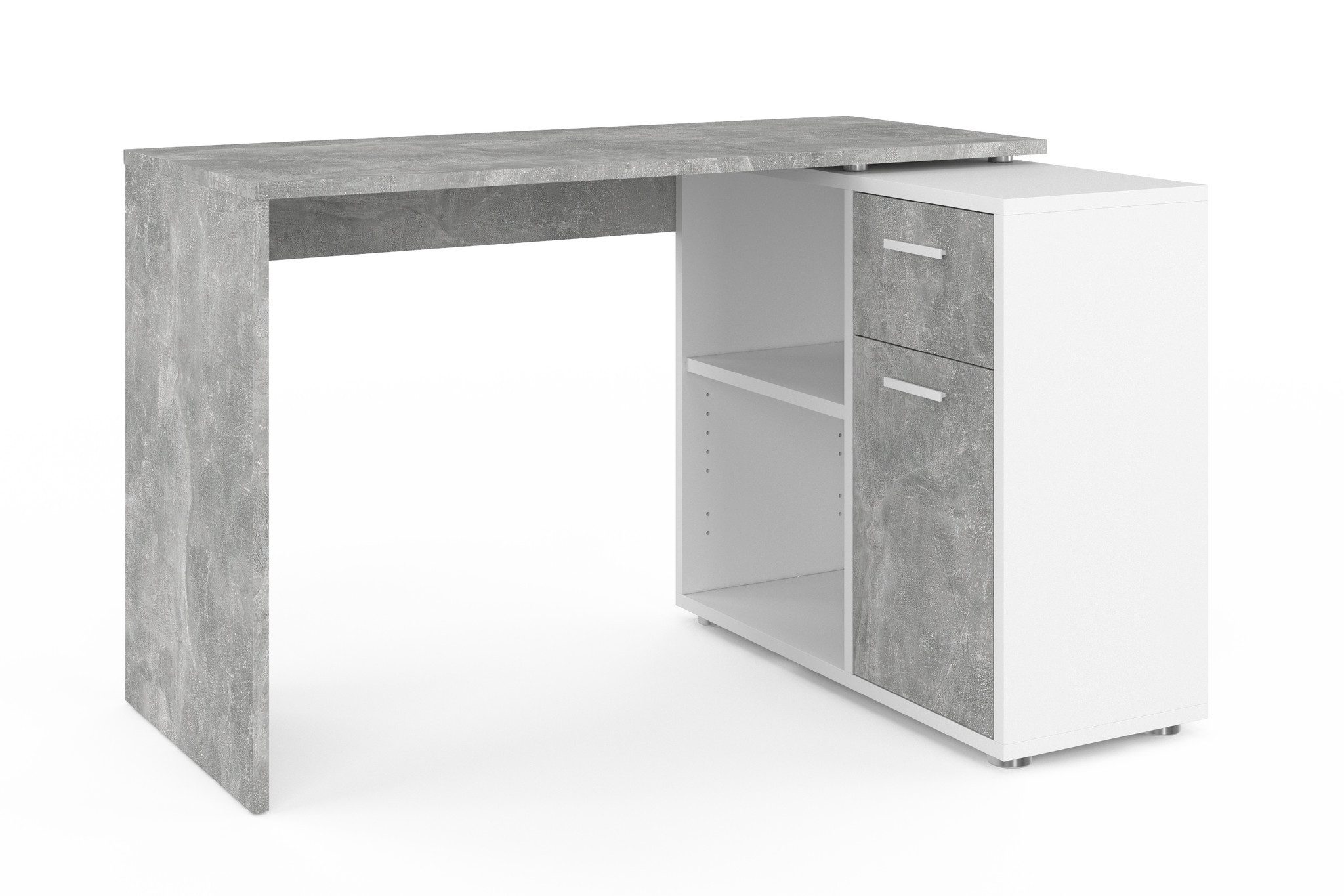 FMD Eckschreibtisch AUGSBURG, Schreibtisch/Sideboard m. Stauraum,