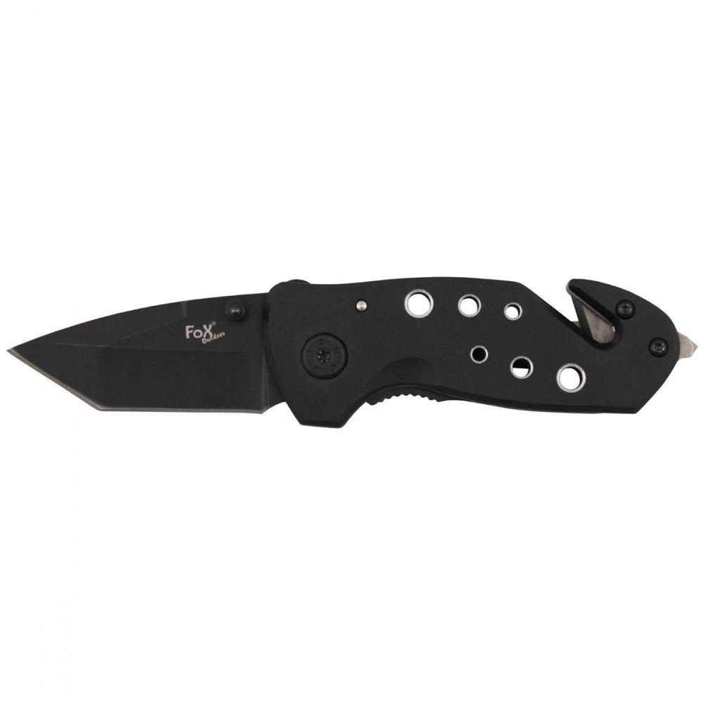 FoxOutdoor Taschenmesser Klappmesser, Einhand, schwarz, gelochter