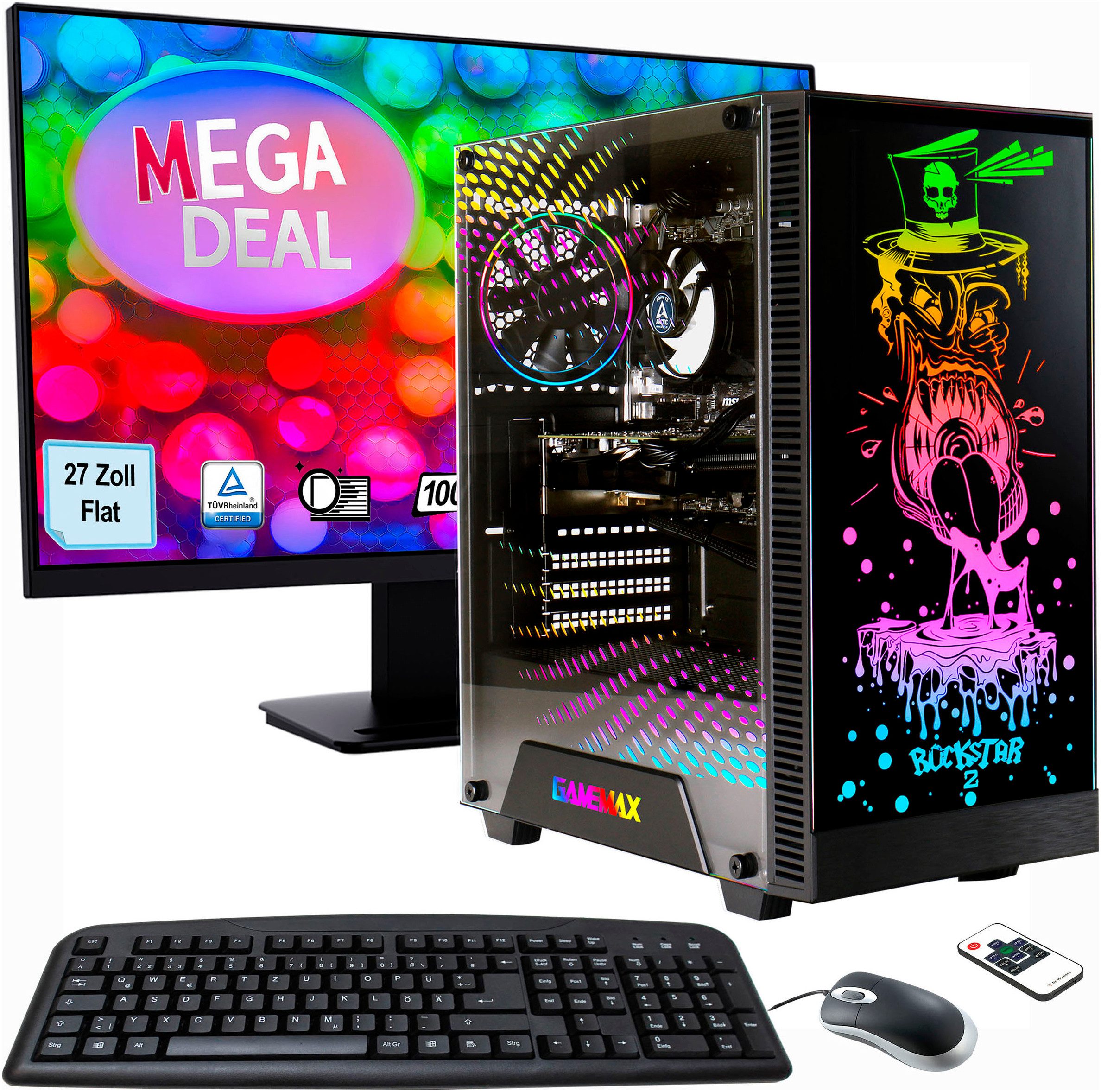GAMEMAX MegaDeal Gaming-PC-Set Rockstar PC-Komplettsystem (27',