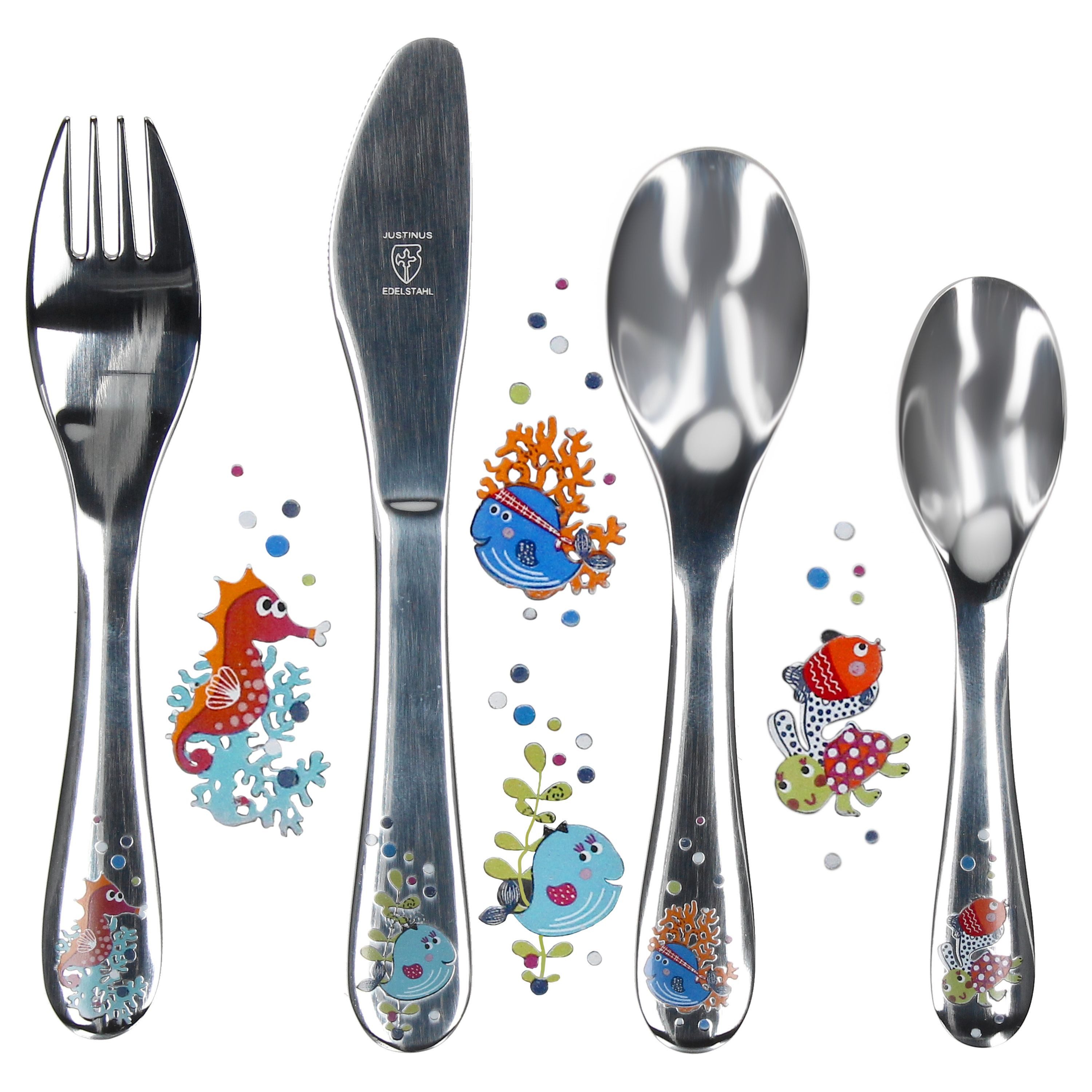 Justinus Besteck-Set Justinus 4tlg Meerestiere Kinder-Besteck-Set