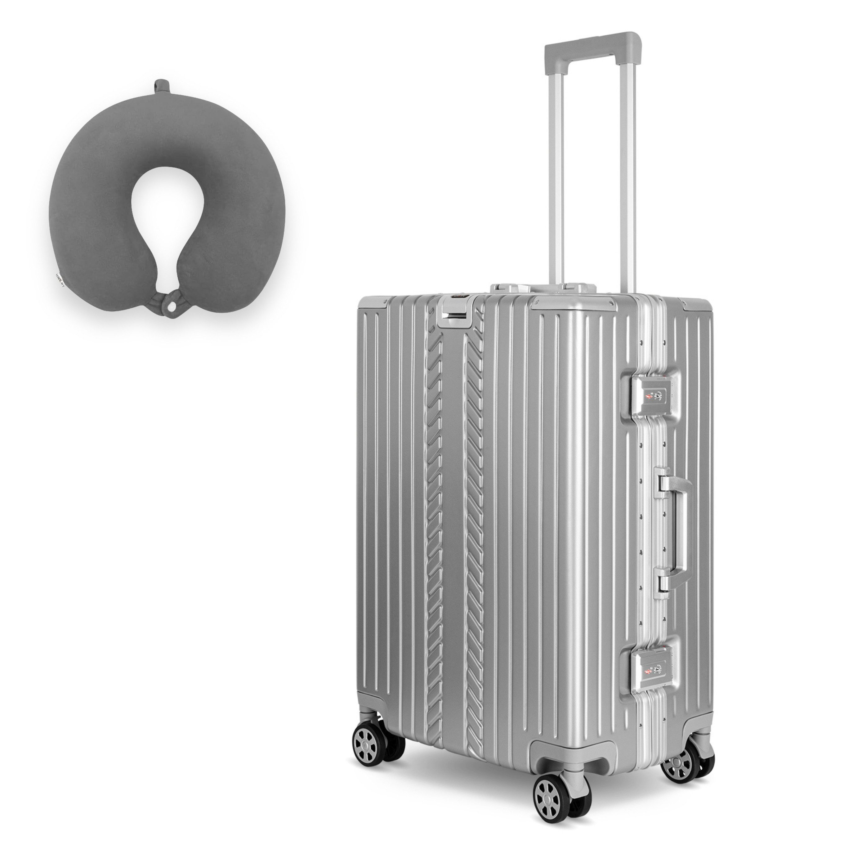 WINLIFE Trolley Hartschalen-Koffer Alu-Rahmen Silber Trolley