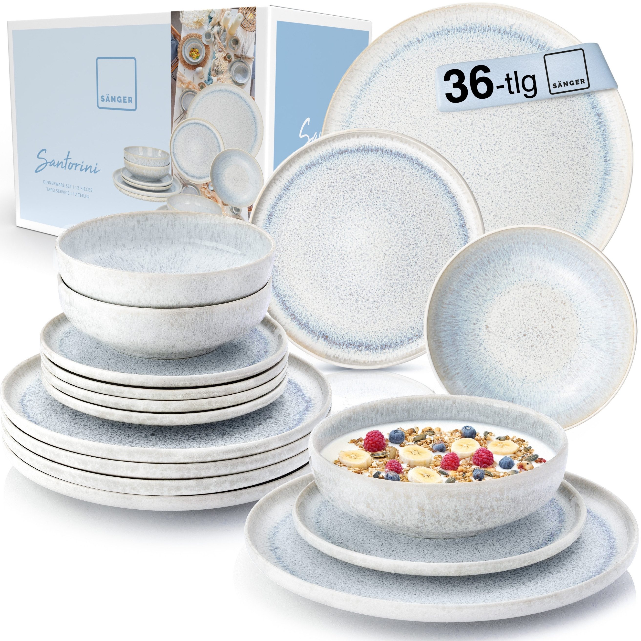 SÄNGER Tafelservice Santorini Geschirrset (36-tlg), 12