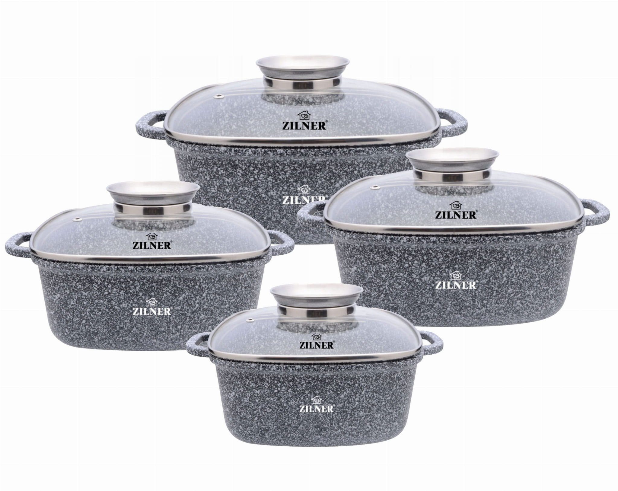 Zilner Topf-Set Schöne graue quadratischen Töpfe