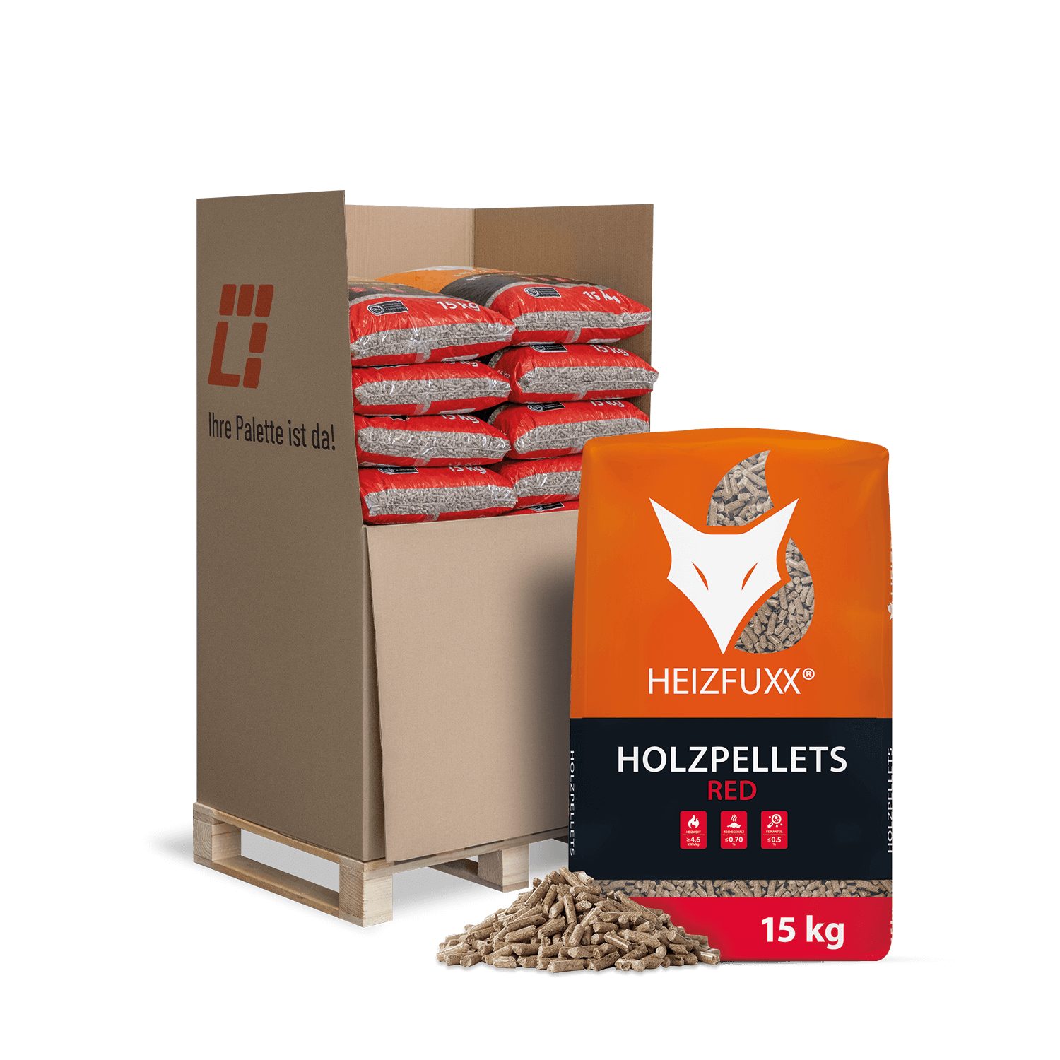 HEIZFUXX Holzpellets Red, 300 kg, (Palette,