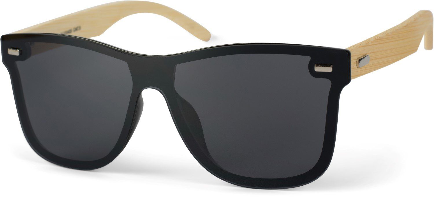 styleBREAKER Sonnenbrille Monoglas Nerd Sonnenbrille Bambus