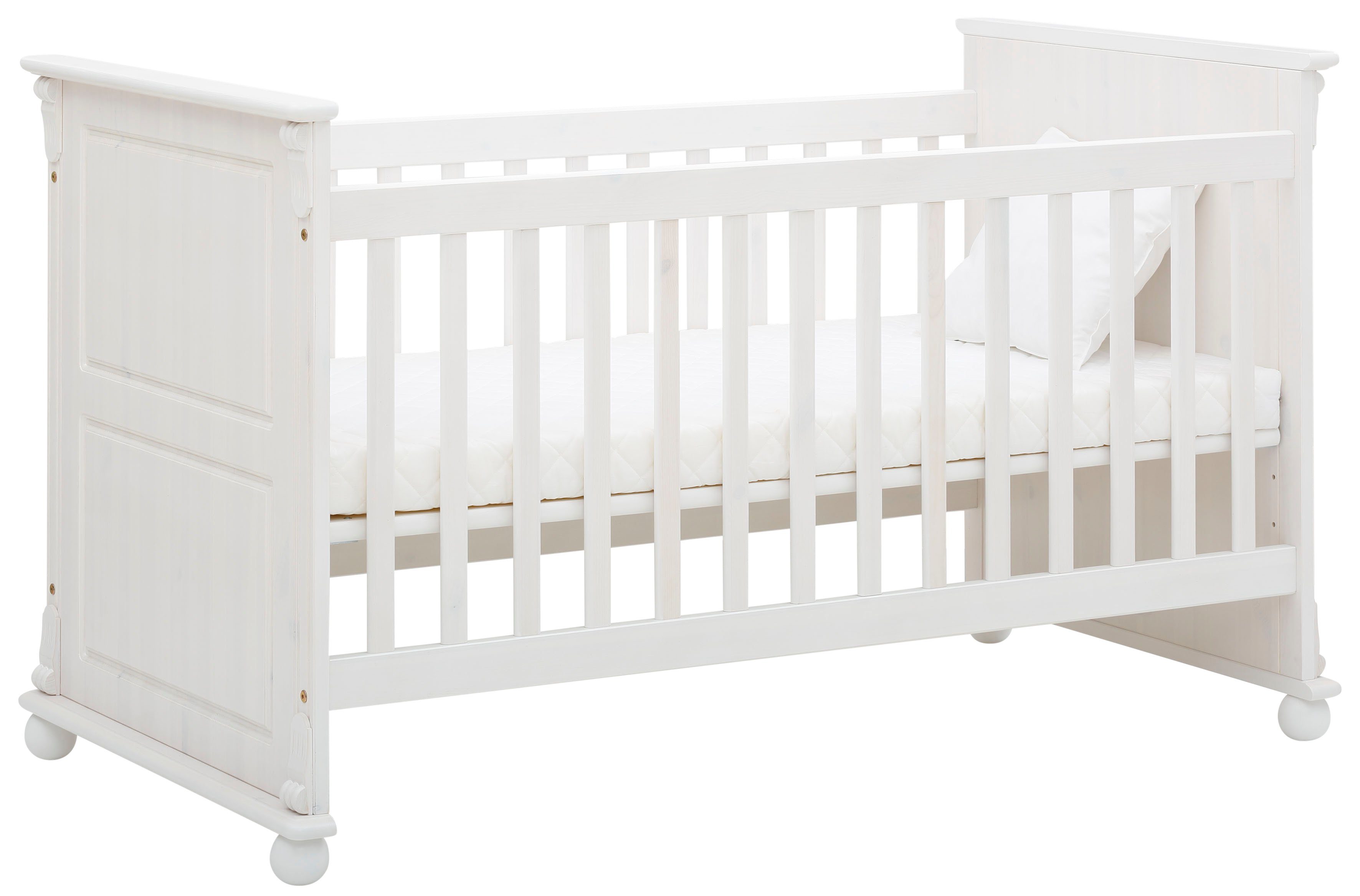 Lüttenhütt Babybett Aimo. Landhausstil, mit Kassetten,
