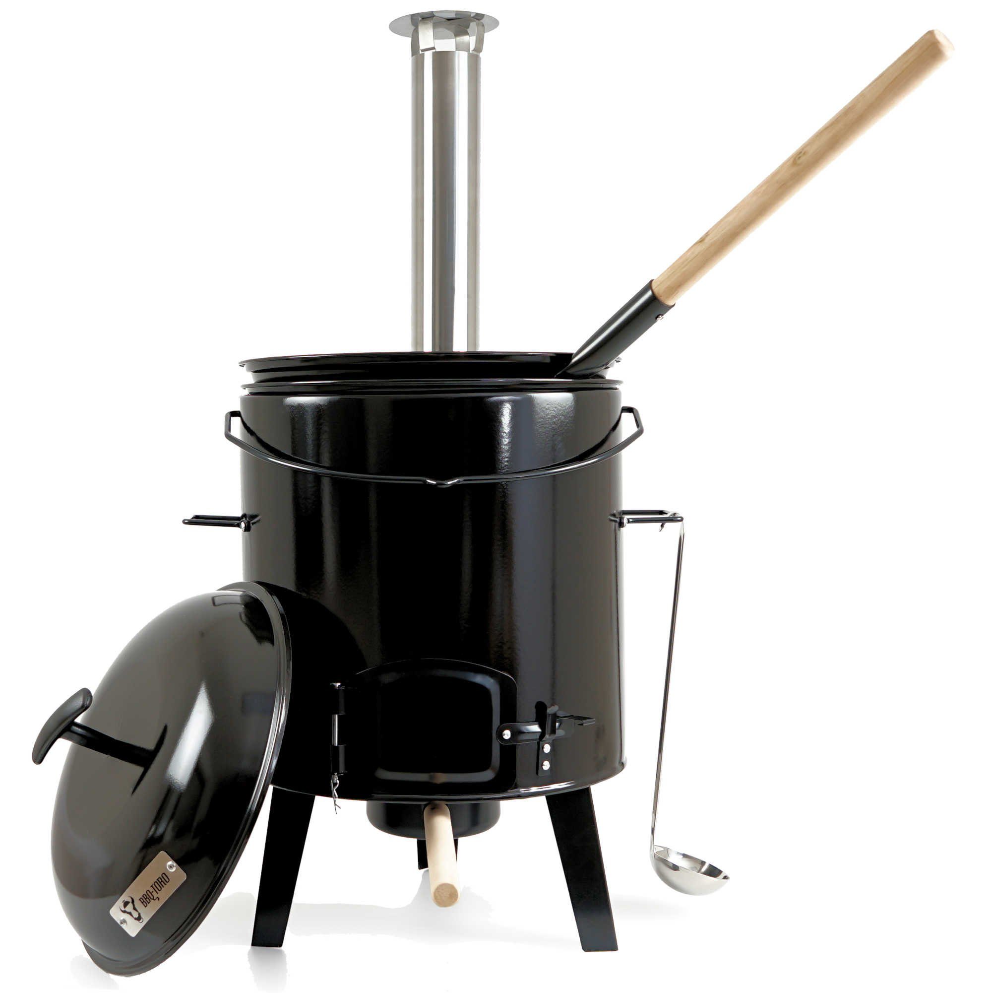 BBQ-Toro Holzkohlegrill emaillierte Gulaschkanone mit Deckel,