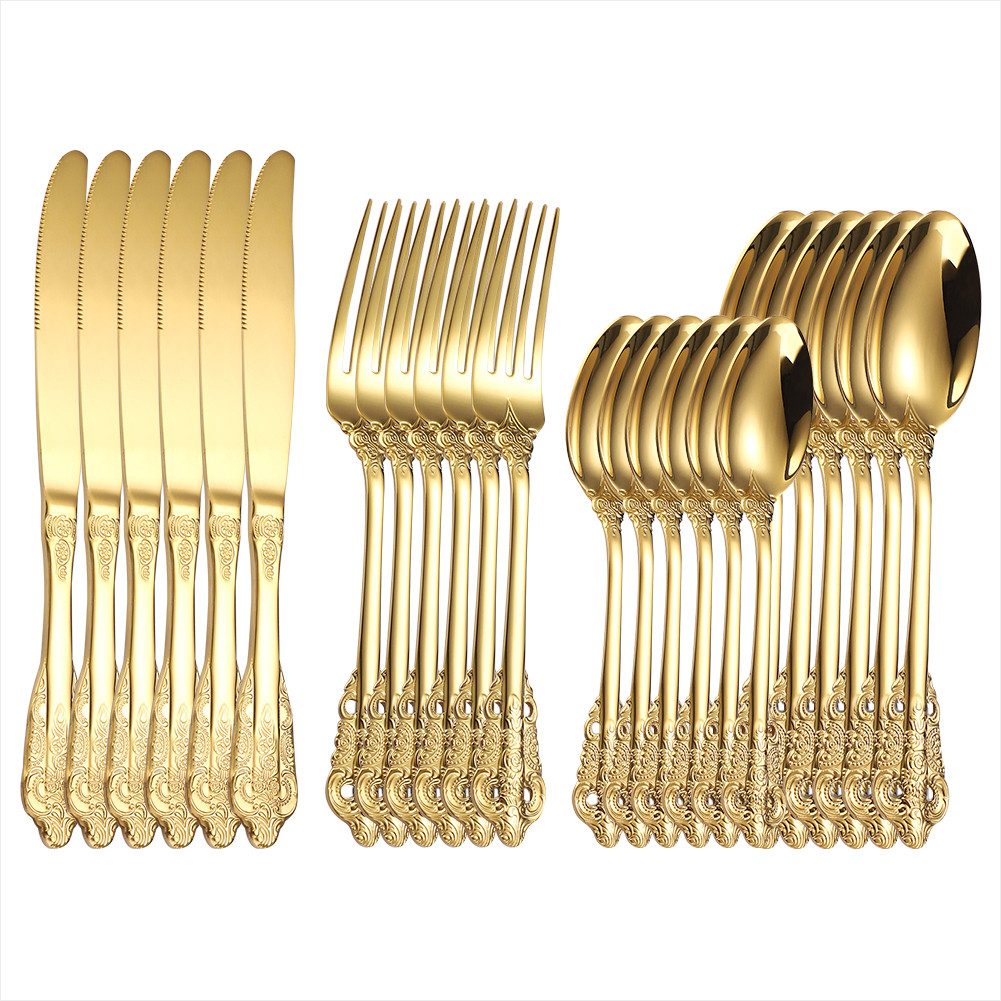 KEENZO Besteck-Set 24-teilig Palast-Stil Gold Besteck