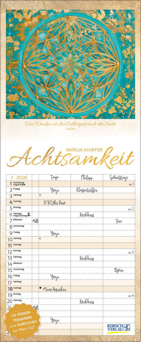 Korsch Verlag Familienkalender Korsch Kalender Achtsamkeit