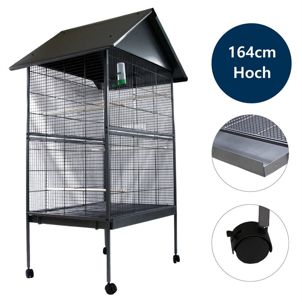Feel2Home Vogelkäfig Vogelvoliere Grau XXL Voliere