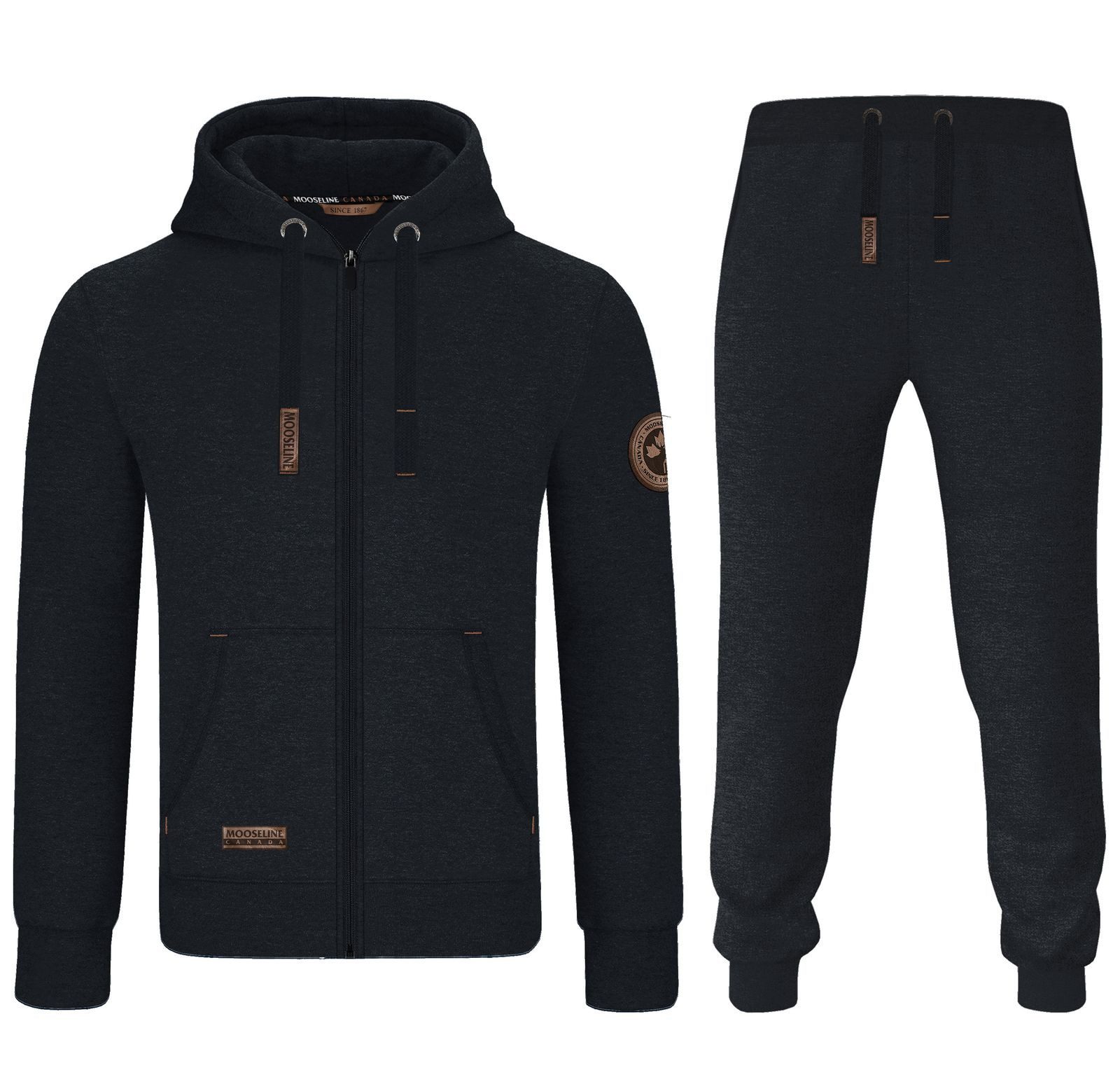 MOOSELINE Jogginganzug Herren Schwarz - Lederpatch