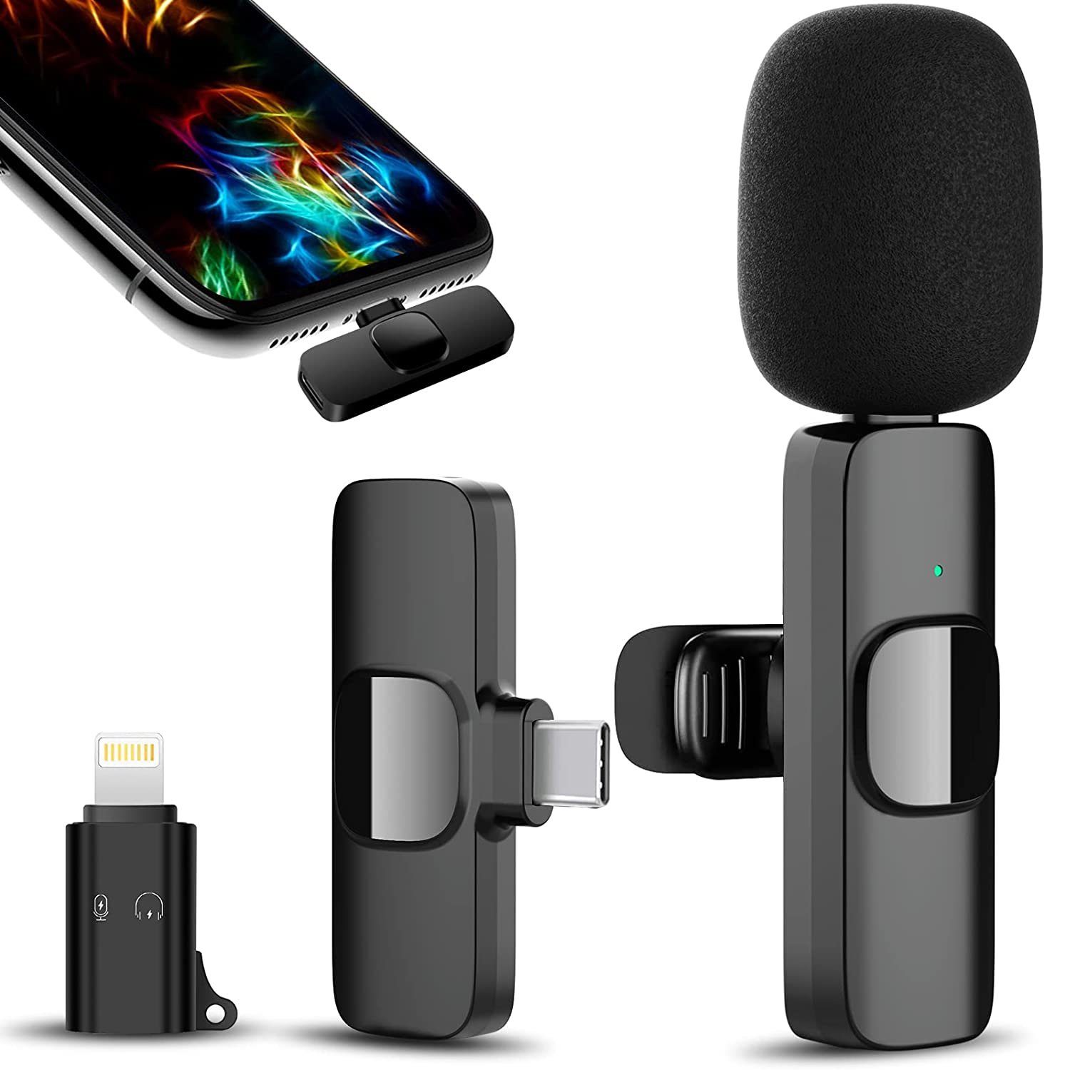 zggzerg Mikrofon iPhone/Android Lavalier Mikrofon Wireless,