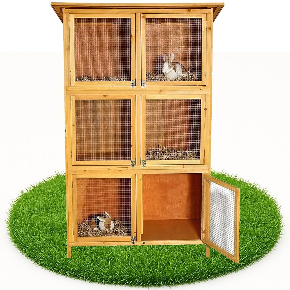 Mucola Kleintierkäfig Hasenkäfig 6 Boxen Kaninchenstall
