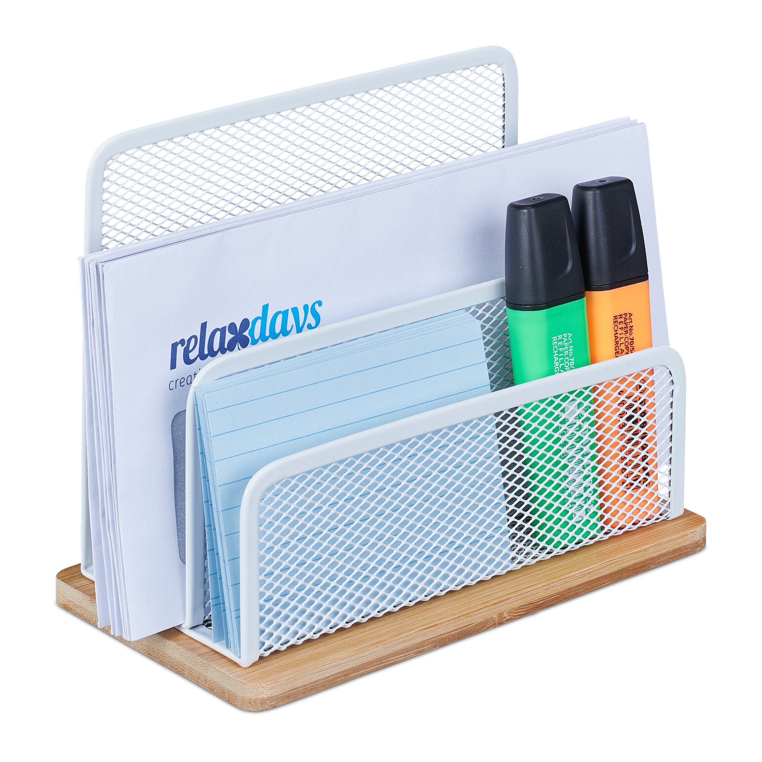 relaxdays Briefablage Briefhalter Metall & Bambus