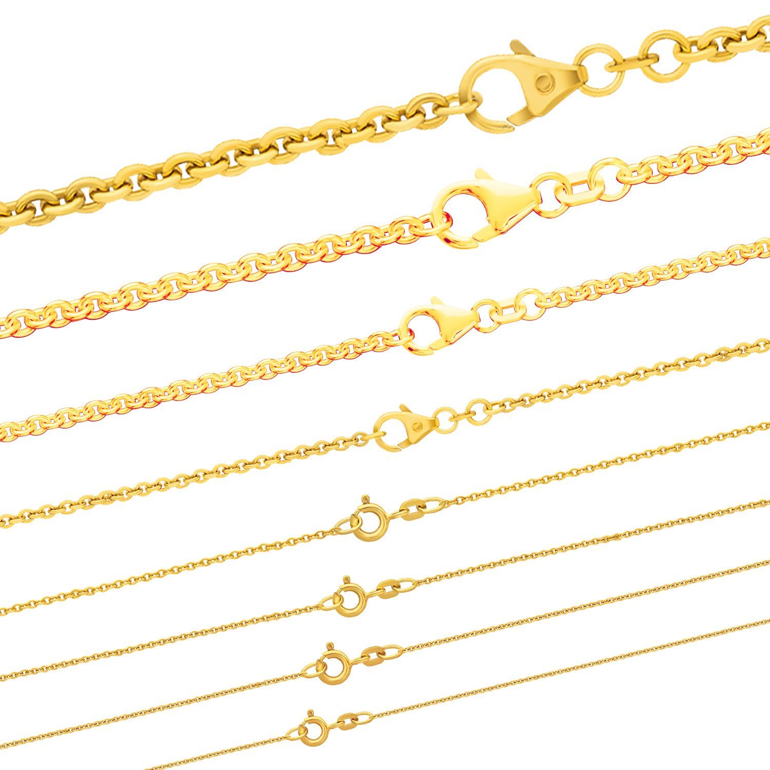 HOPLO Goldkette Goldkette Ankerkette rund Länge