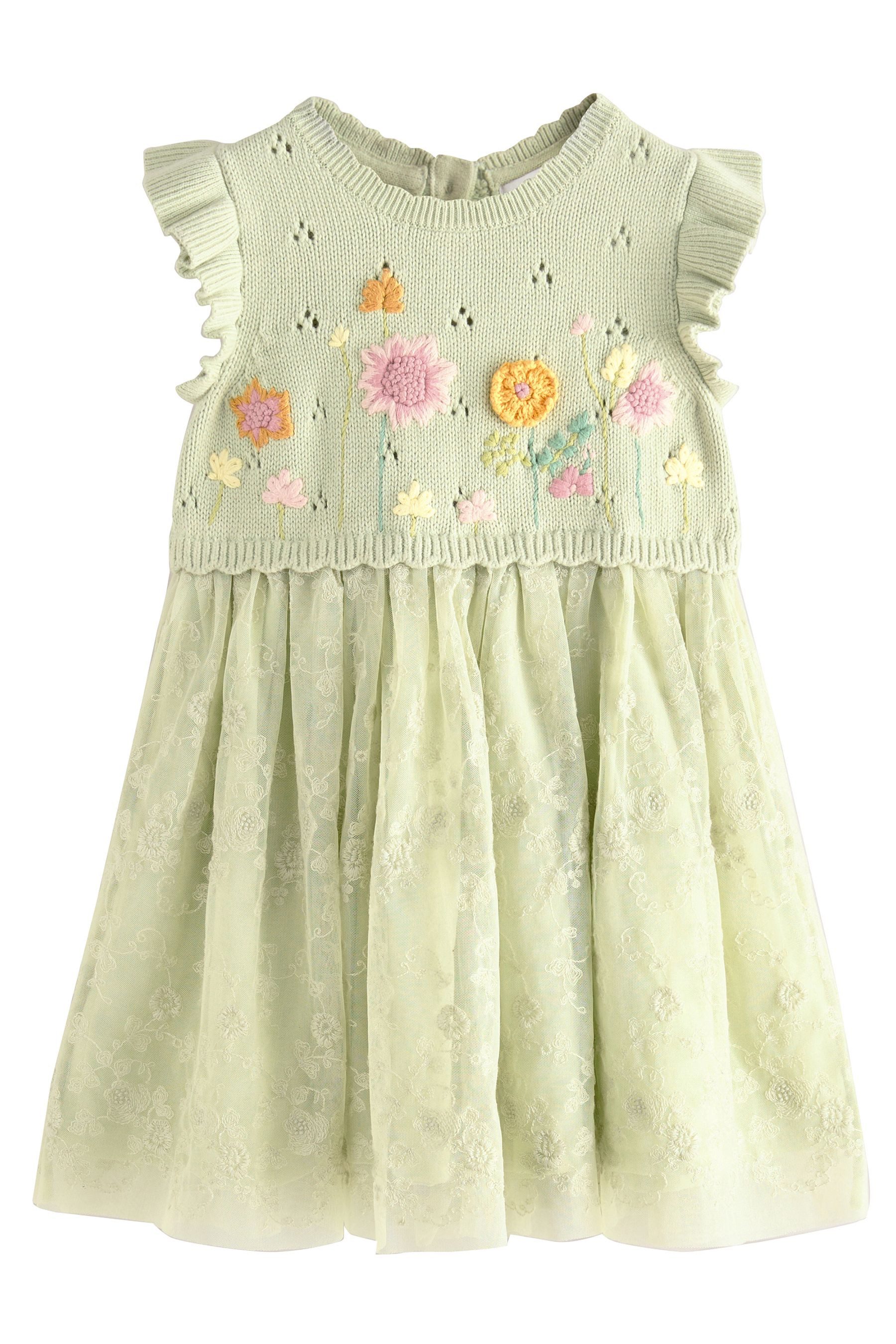Next 2-in-1-Kleid Florales Mesh-Kleid in Stufenoptik