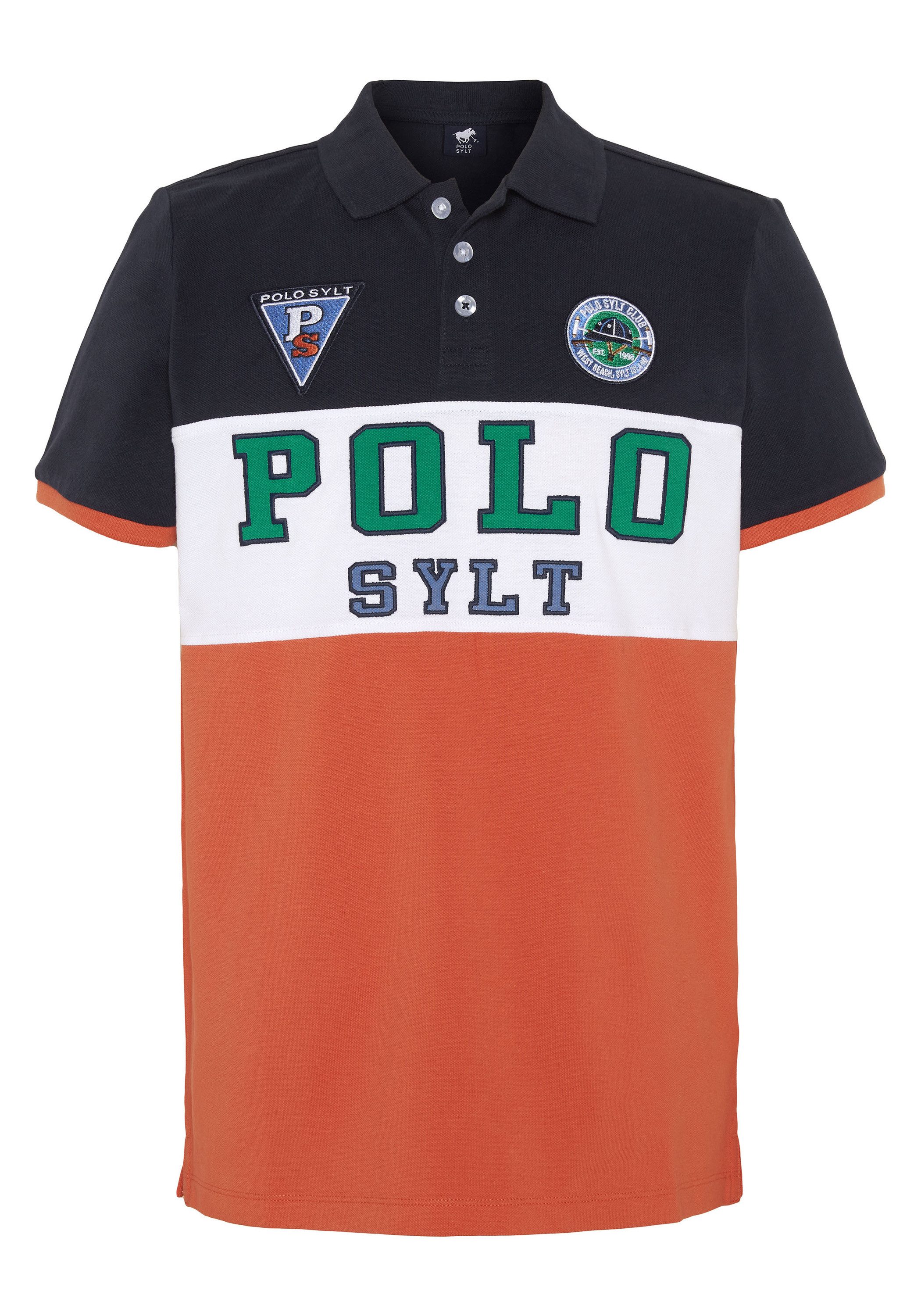 Polo Sylt Poloshirt in Colour-Block-Optik mit