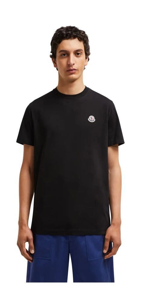 MONCLER Print-Shirt Moncler Logostickerei T-Shirt Schwarz