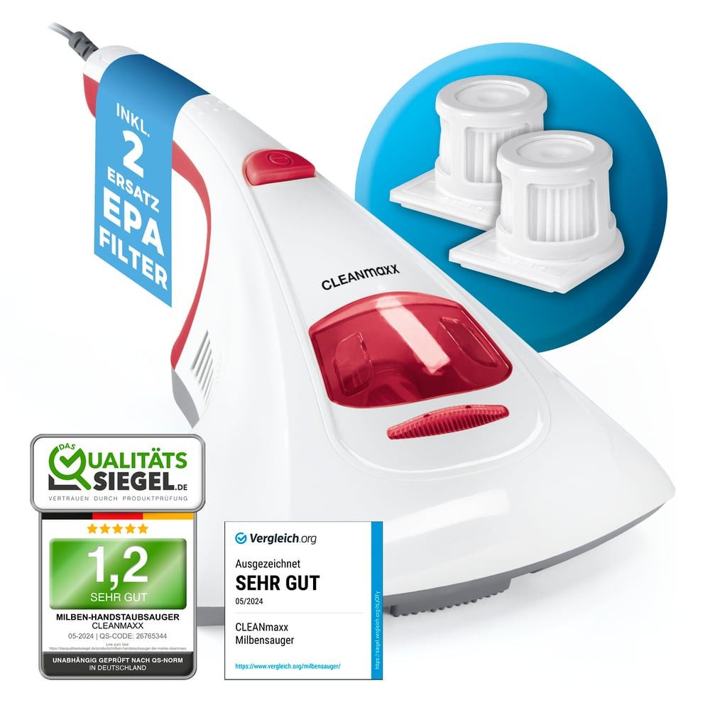 CLEANmaxx Matratzenreinigungsgerät Milbensauger, 300 W, beutellos,