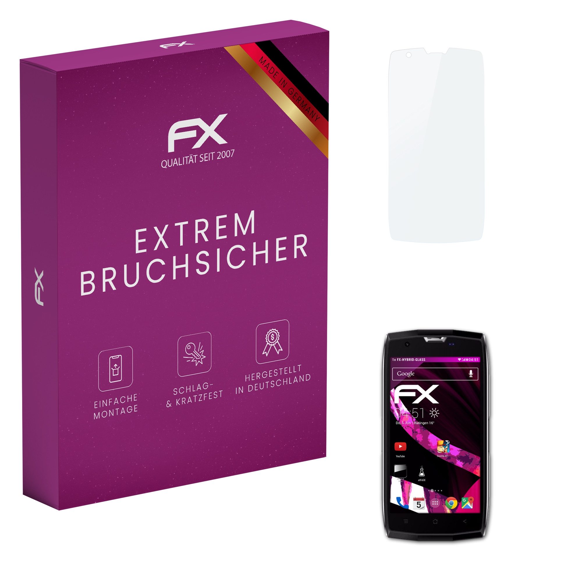 atFoliX Schutzfolie Panzerglasfolie für Blackview BV7000