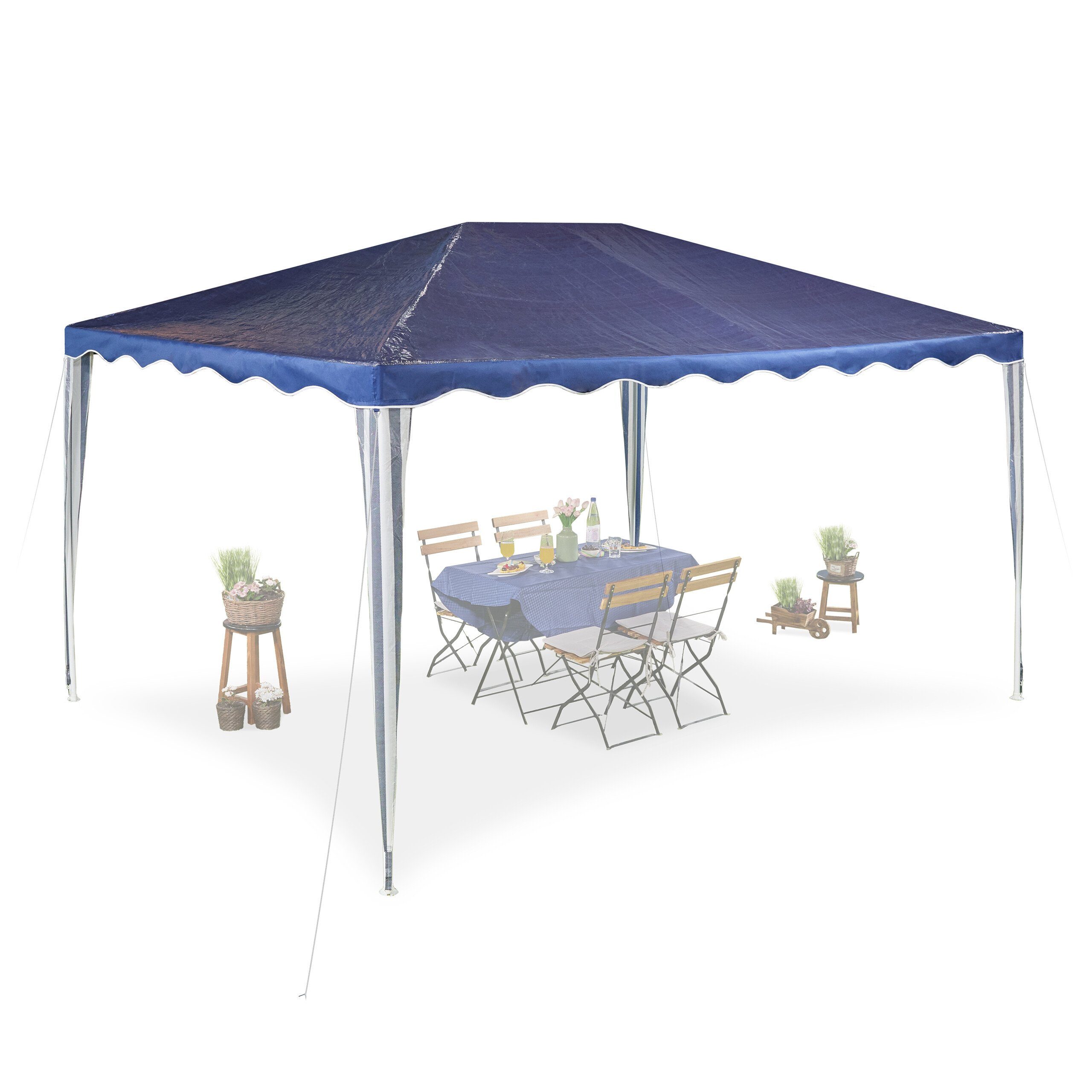 relaxdays Pavillon Dunkelblauer Pavillon 3x4 m