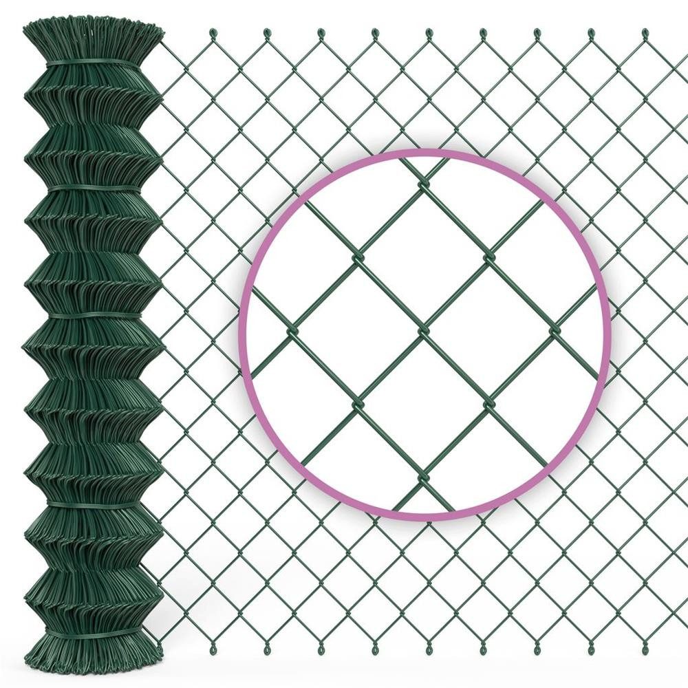 B!HOME Maschendrahtzaun Maschendrahtzaun grün/Gartenzaun mit Viereckgeflecht,