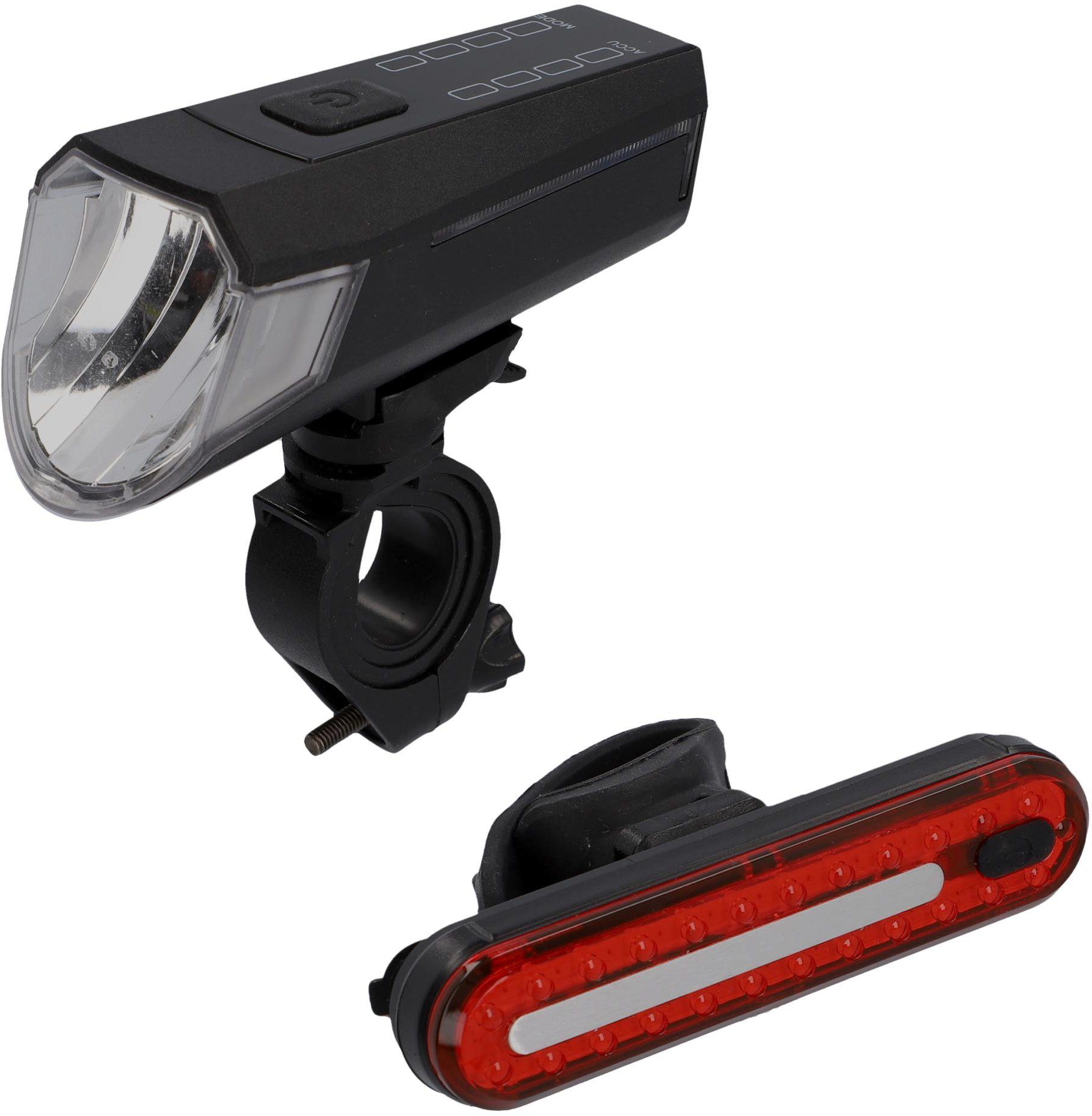 FISCHER Fahrrad Fahrradbeleuchtung LED-Akku Bel.-Set Bremsbel.