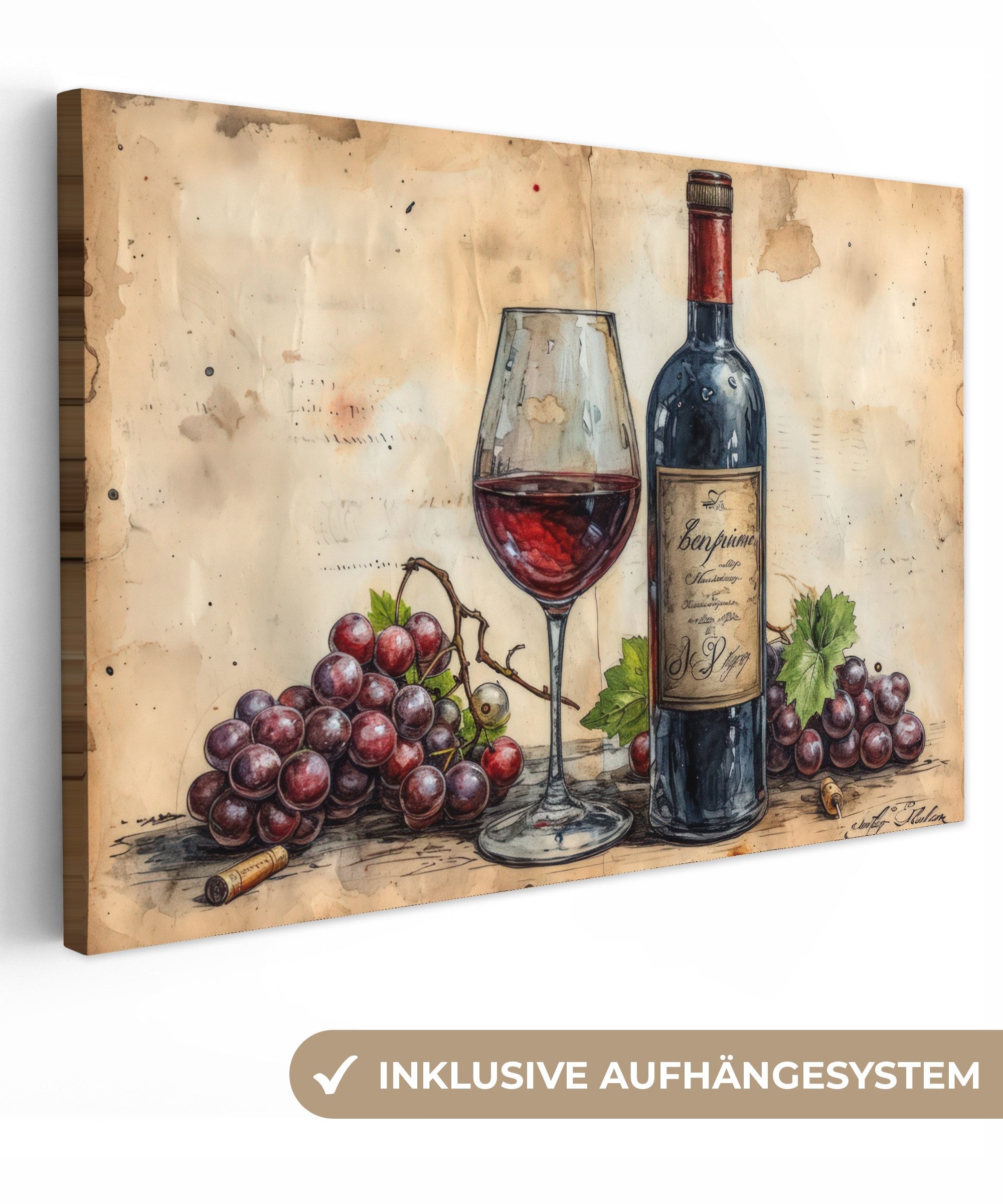 OneMillionCanvasses® Leinwandbild Wein - Trauben -