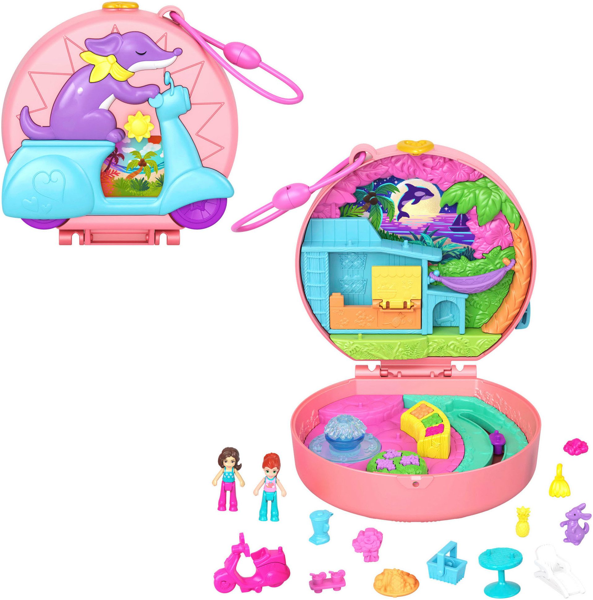 Polly Pocket Spielwelt Adventure Moped-Schatulle