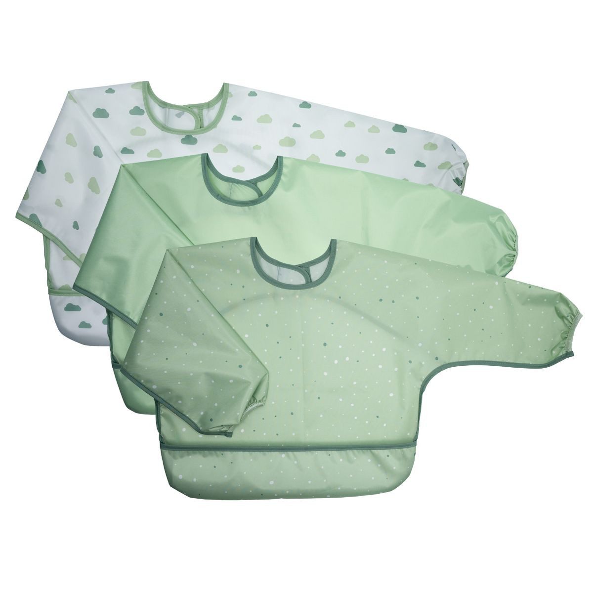 MiaMia Lätzchen Grün, (3-St), Baby Ärmellätzchen