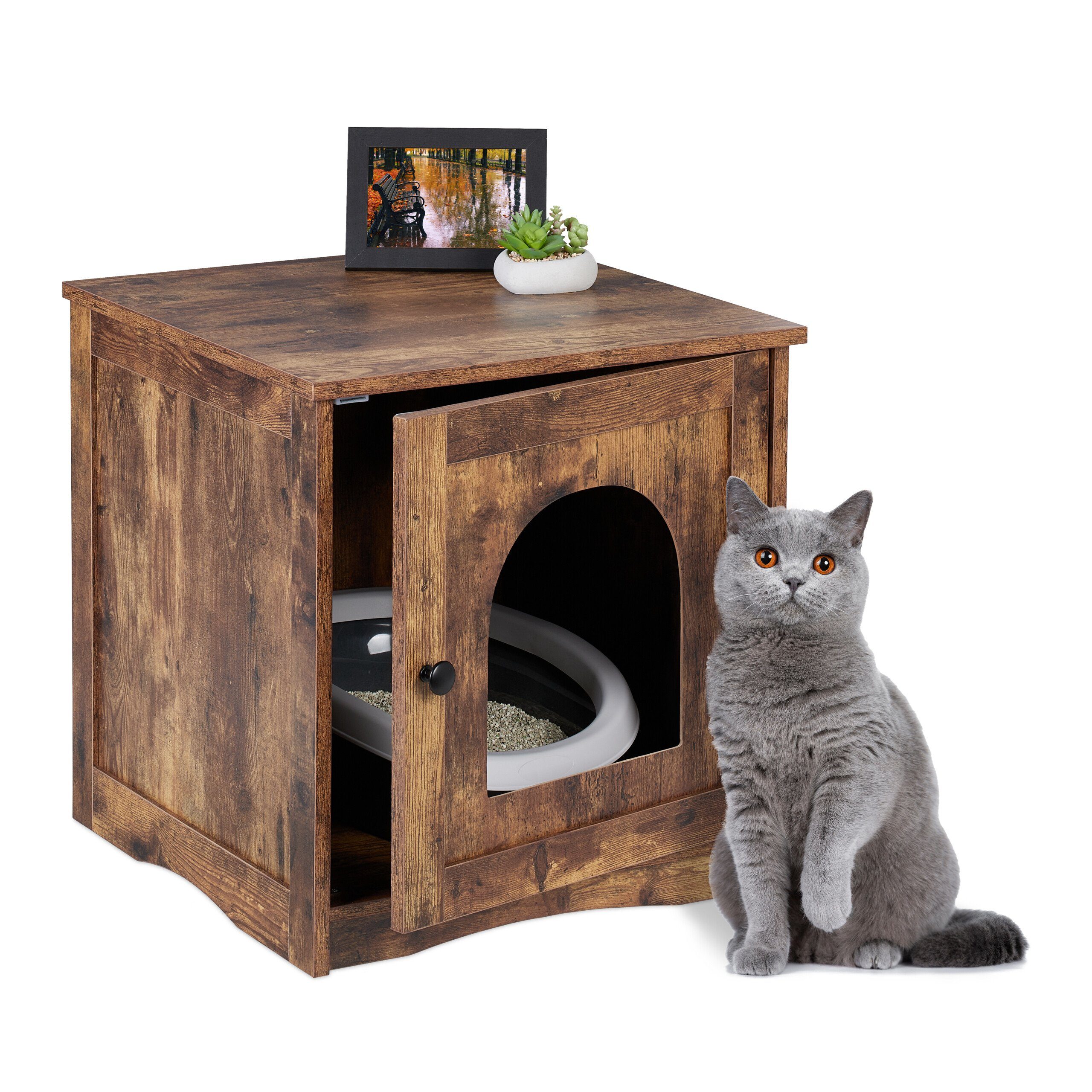 relaxdays Tierhaus Katzenschrank für Katzenklo mit