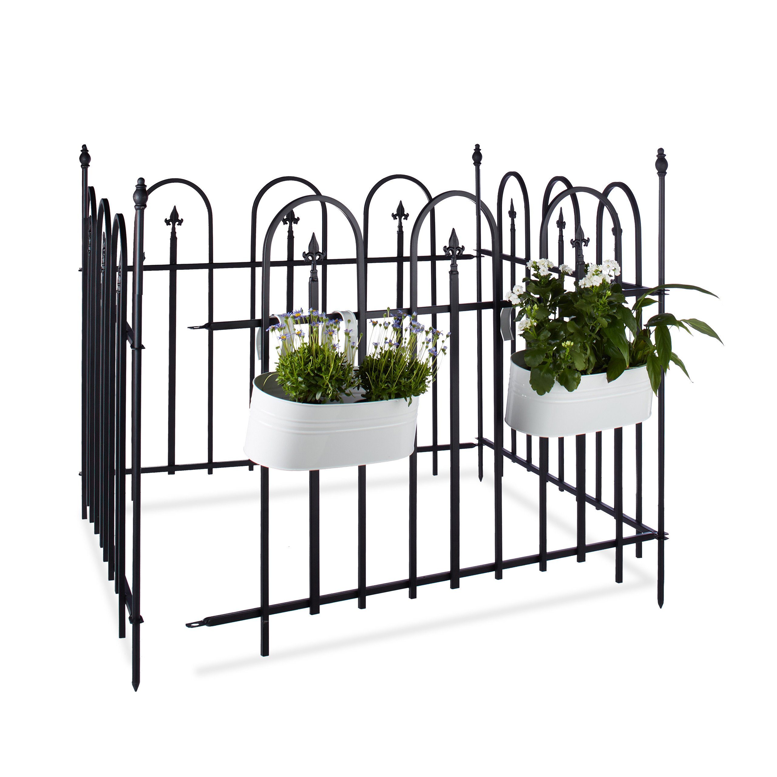 relaxdays Gartenzaun Metall 4er Set GOTH
