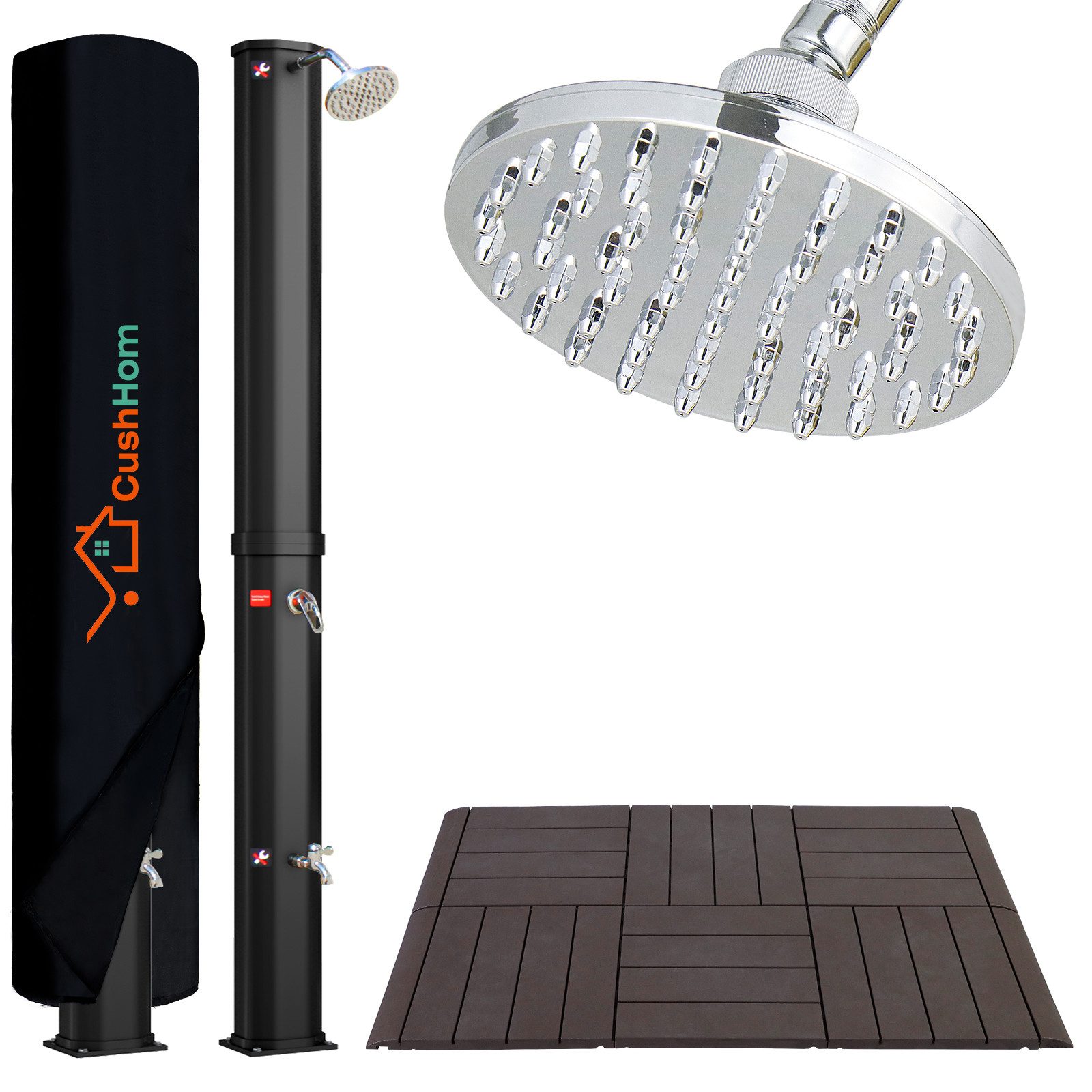 CCLIFE Solardusche Gartendusche Solardusche mit Bodenplatte