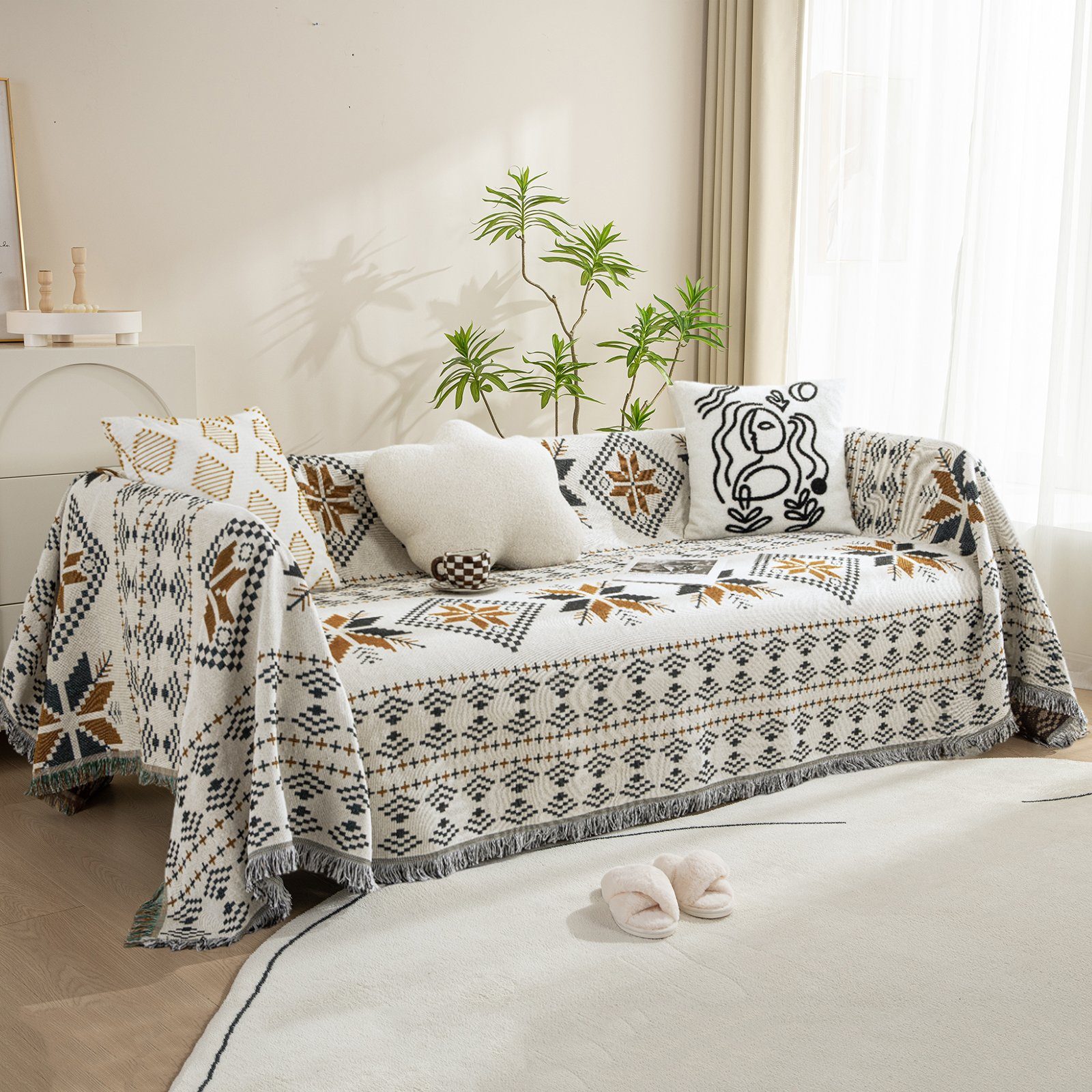 BTTO Sofahusse Couchbezug,Geometrisch Muster Sofa Überzug