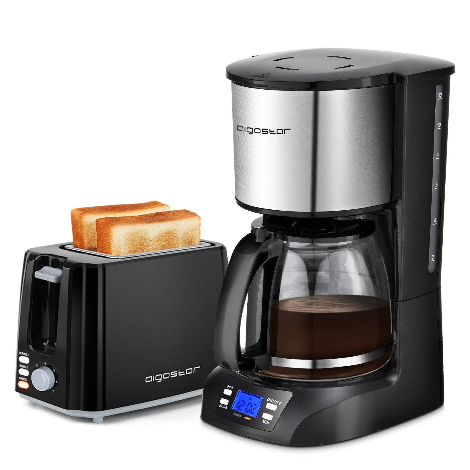 Aigostar Frühstücks-Set 1.5L Kaffeemaschine mit 24H