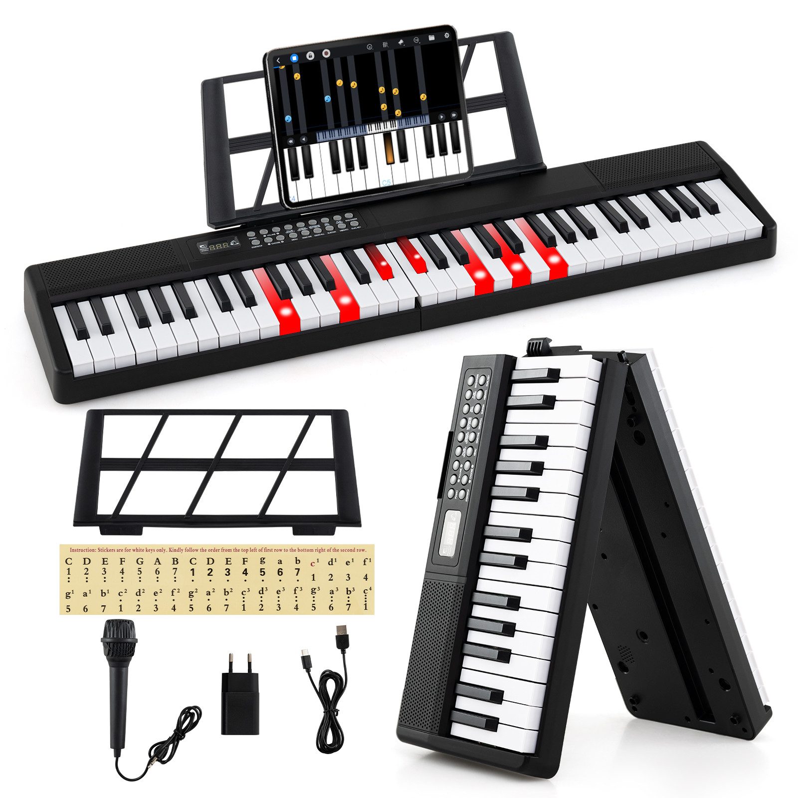 COSTWAY Home-Keyboard (1-St), 61-Tasten Keyboard Piano,