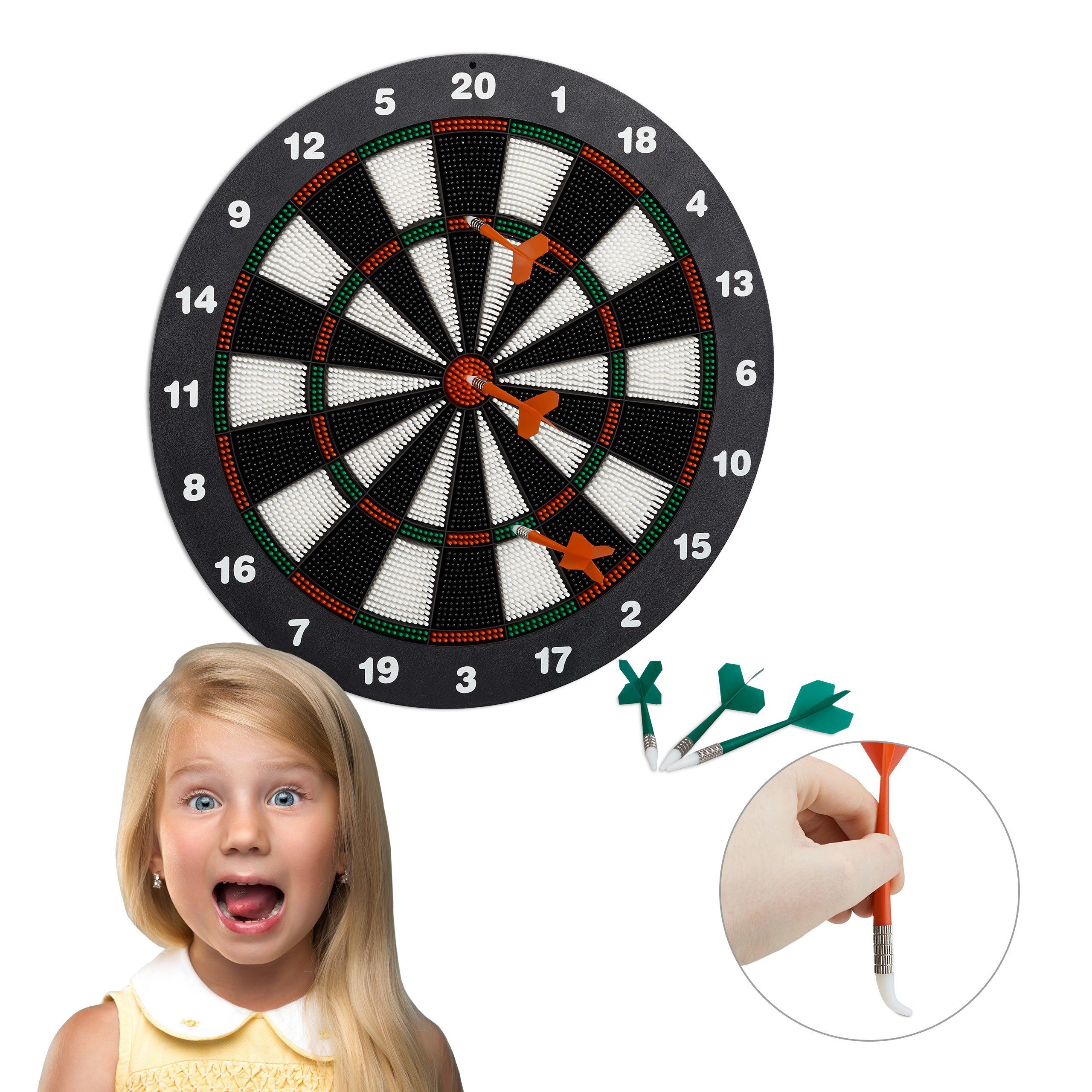 relaxdays Dartscheibe Soft Darts 42 cm