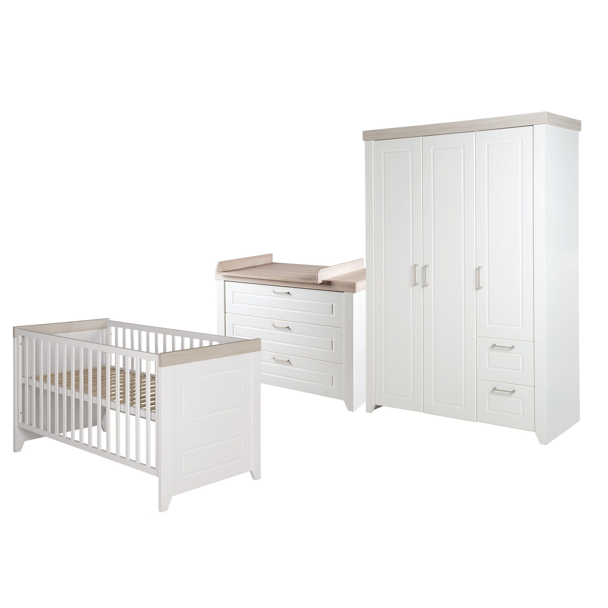 roba® Babyzimmer-Komplettset Felicia, Gitterbett, Wickelkommode, 3-türiger