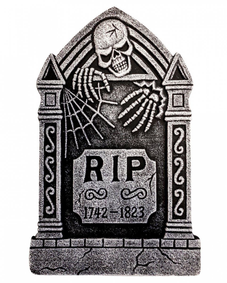 Horror-Shop Dekoobjekt Halloween Grabstein mit Skelett