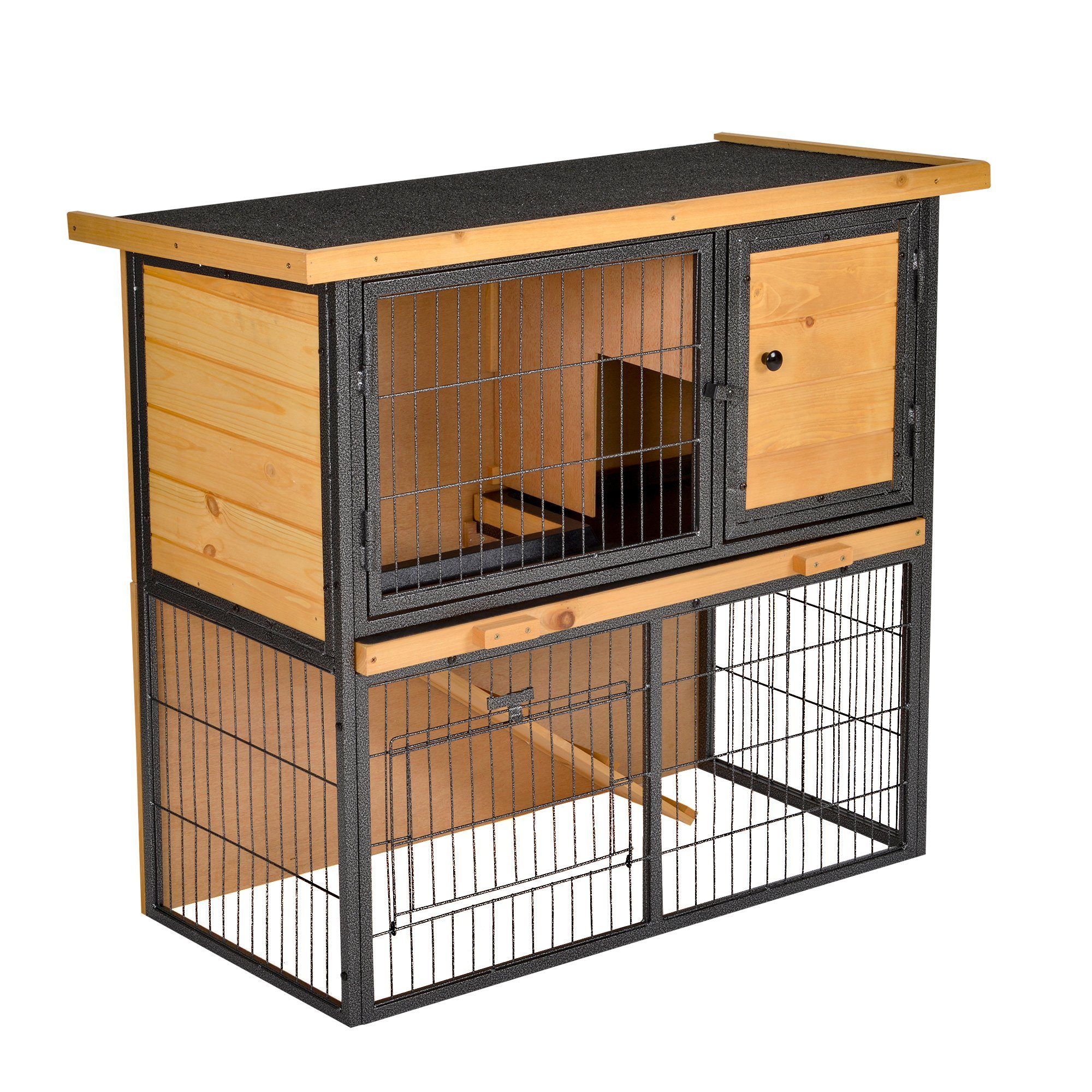 PawHut Kleintierstall Kaninchenstall mit rutschfester Rampe