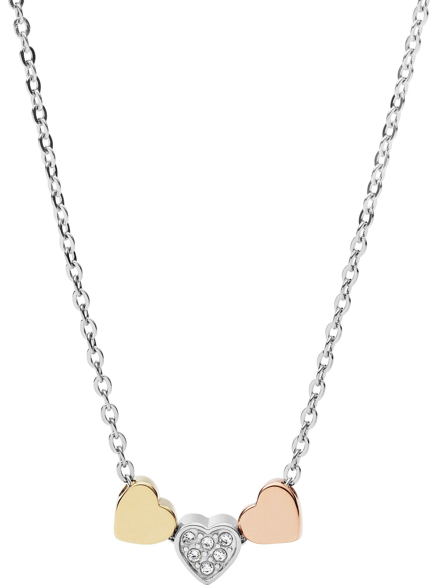 Fossil Collier Fossil Damen-Kette Edelstahl Glasstein